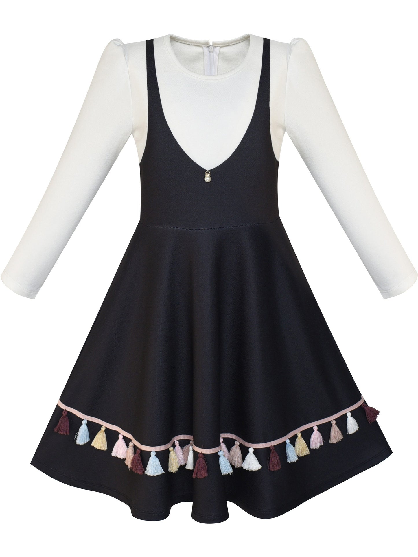 Girls Dress Christmas Santa Xmas Tree Jingle Bell Black