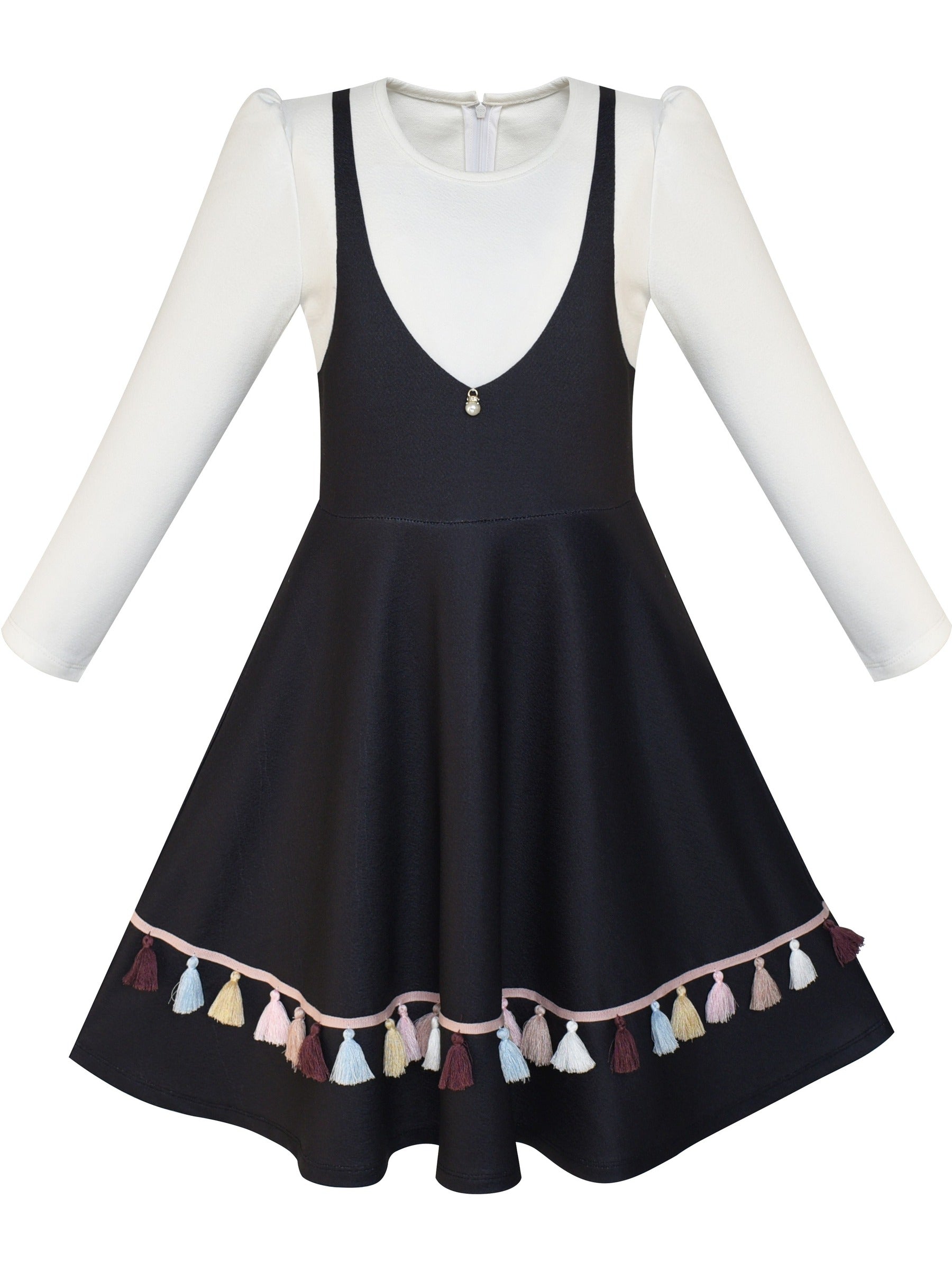 Girls Dress Christmas Santa Xmas Tree Jingle Bell Black