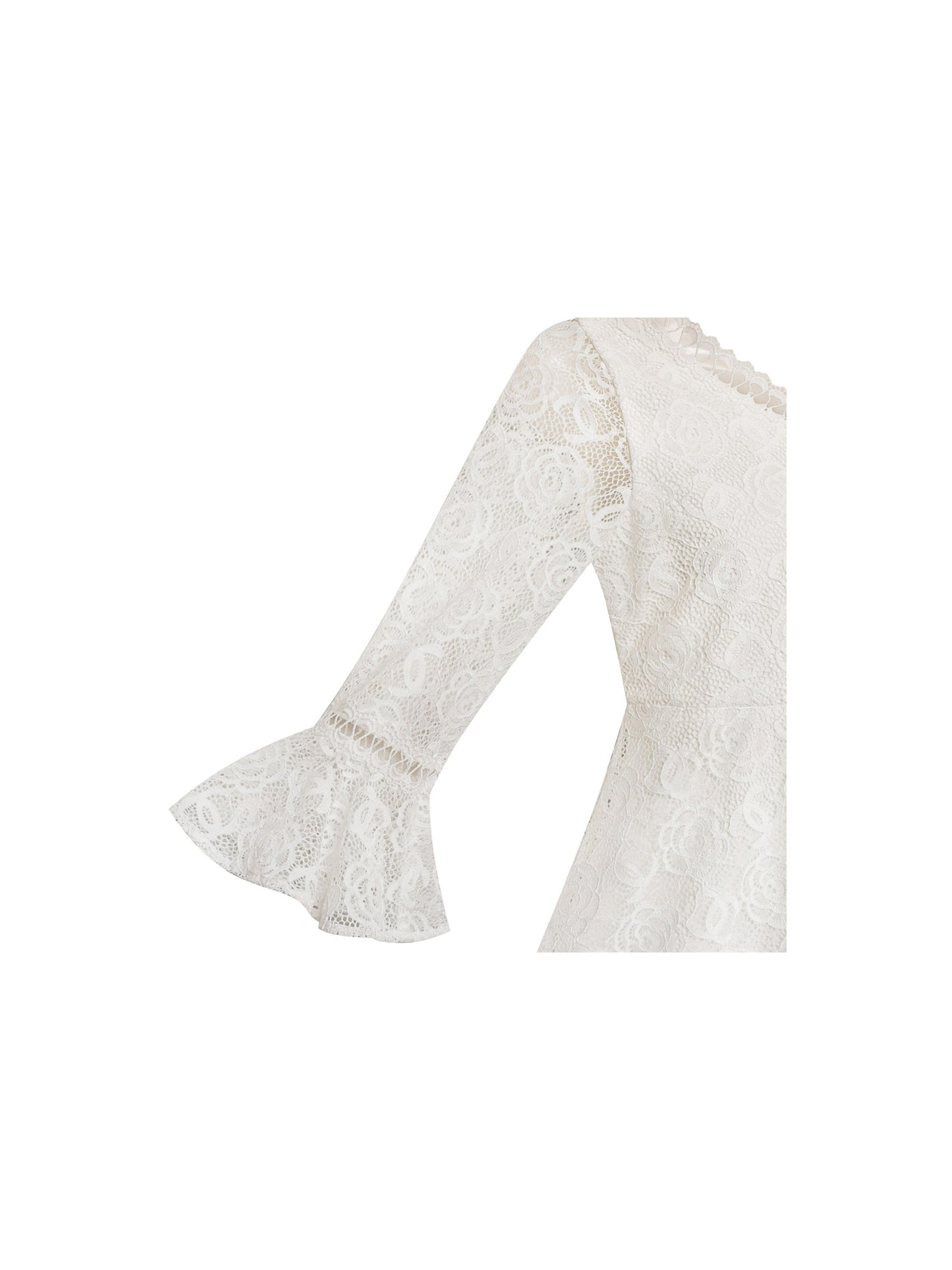 Girls Dress Red Lotus Sleeve Lace Princess Party Dress White