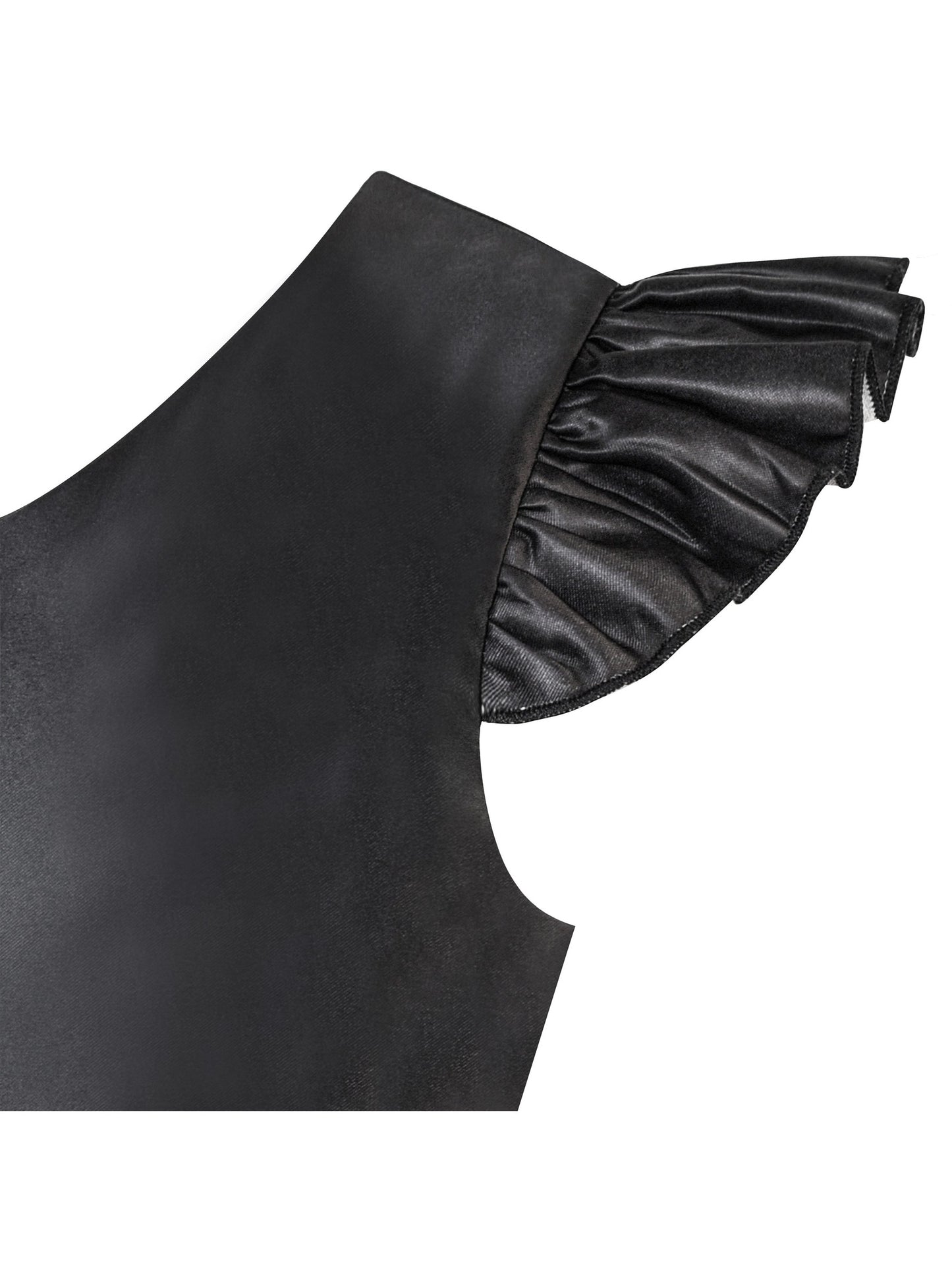 Girls Dress Black V-neckline Ribbon Color Contrast Black