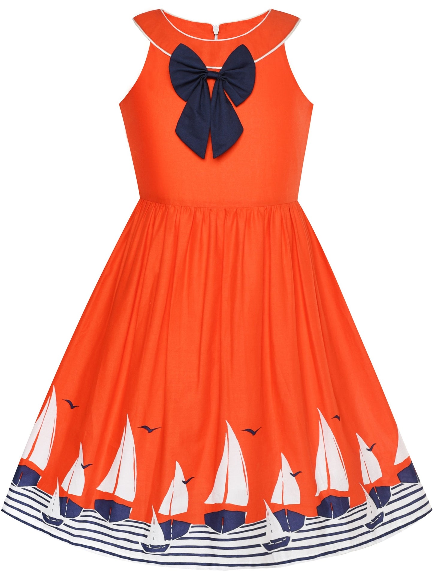 Girls Dress Yellow Rose Print Pleated Hem Wedding Pageant Party Wedding Orange