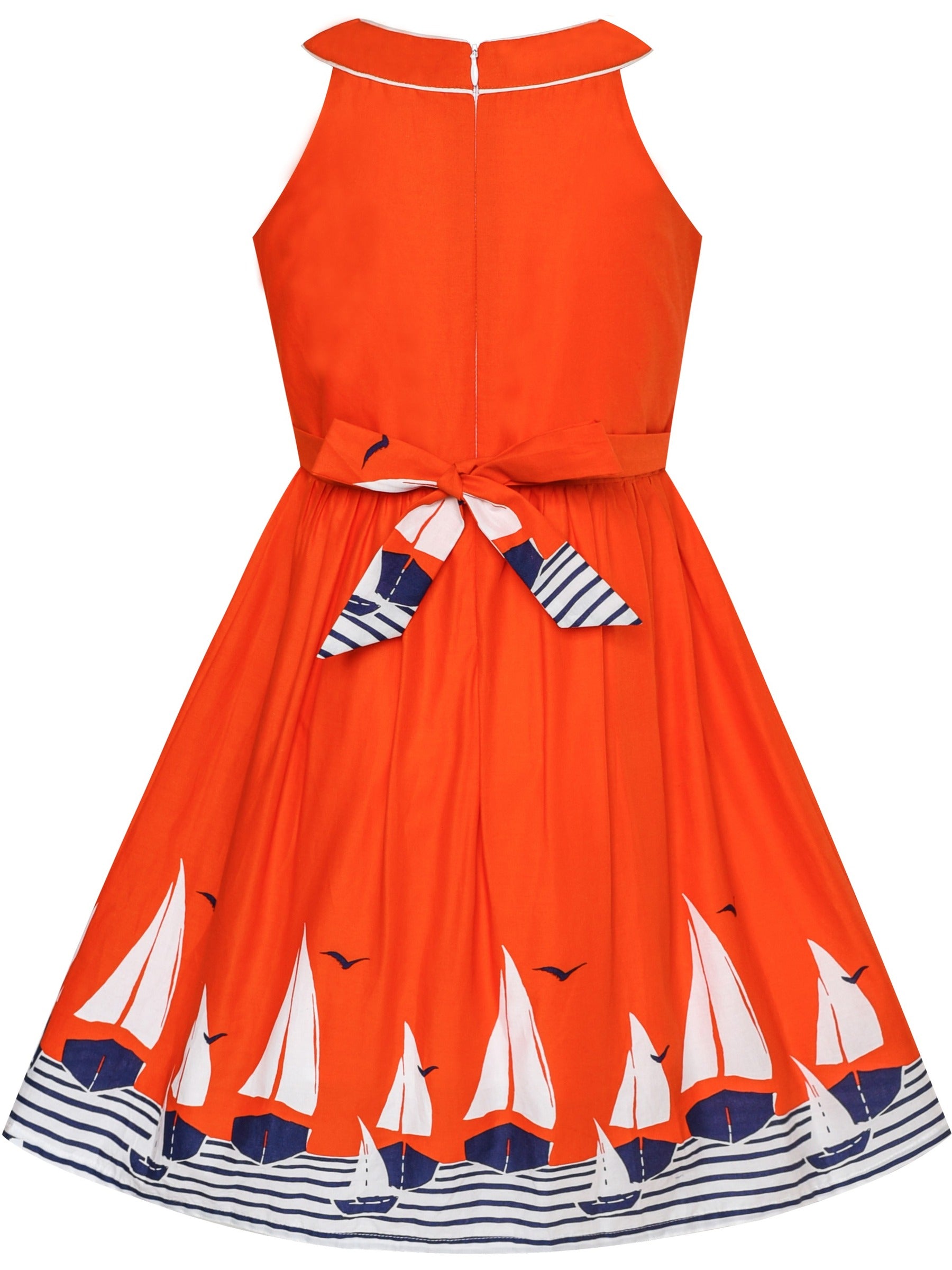 Girls Dress Yellow Rose Print Pleated Hem Wedding Pageant Party Wedding Orange