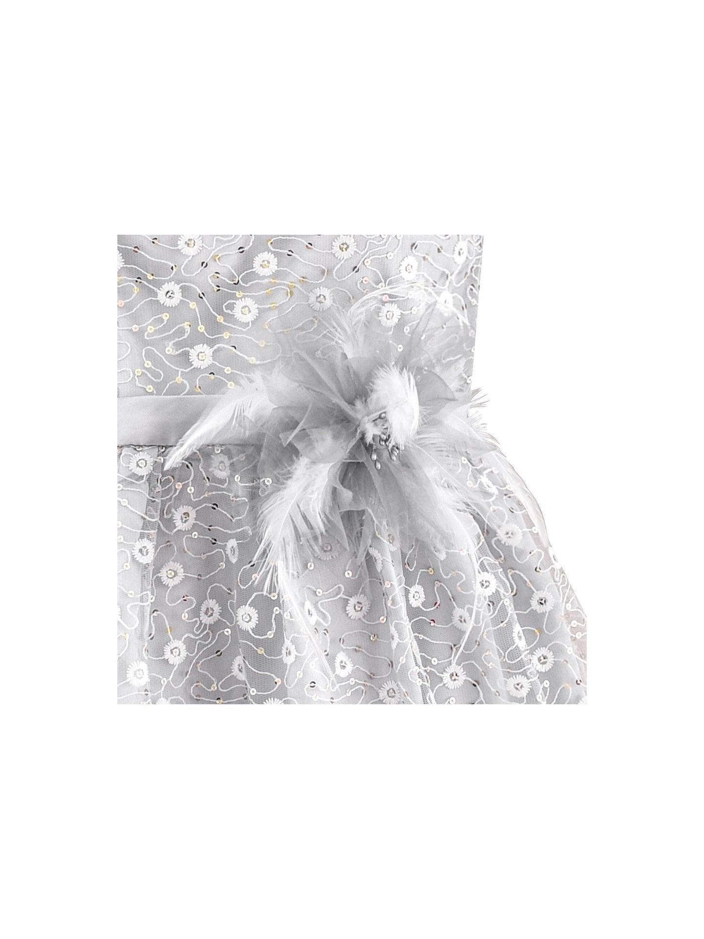 Flower Girl Dress Lace Sequin Flare Gray Wedding Party Gray