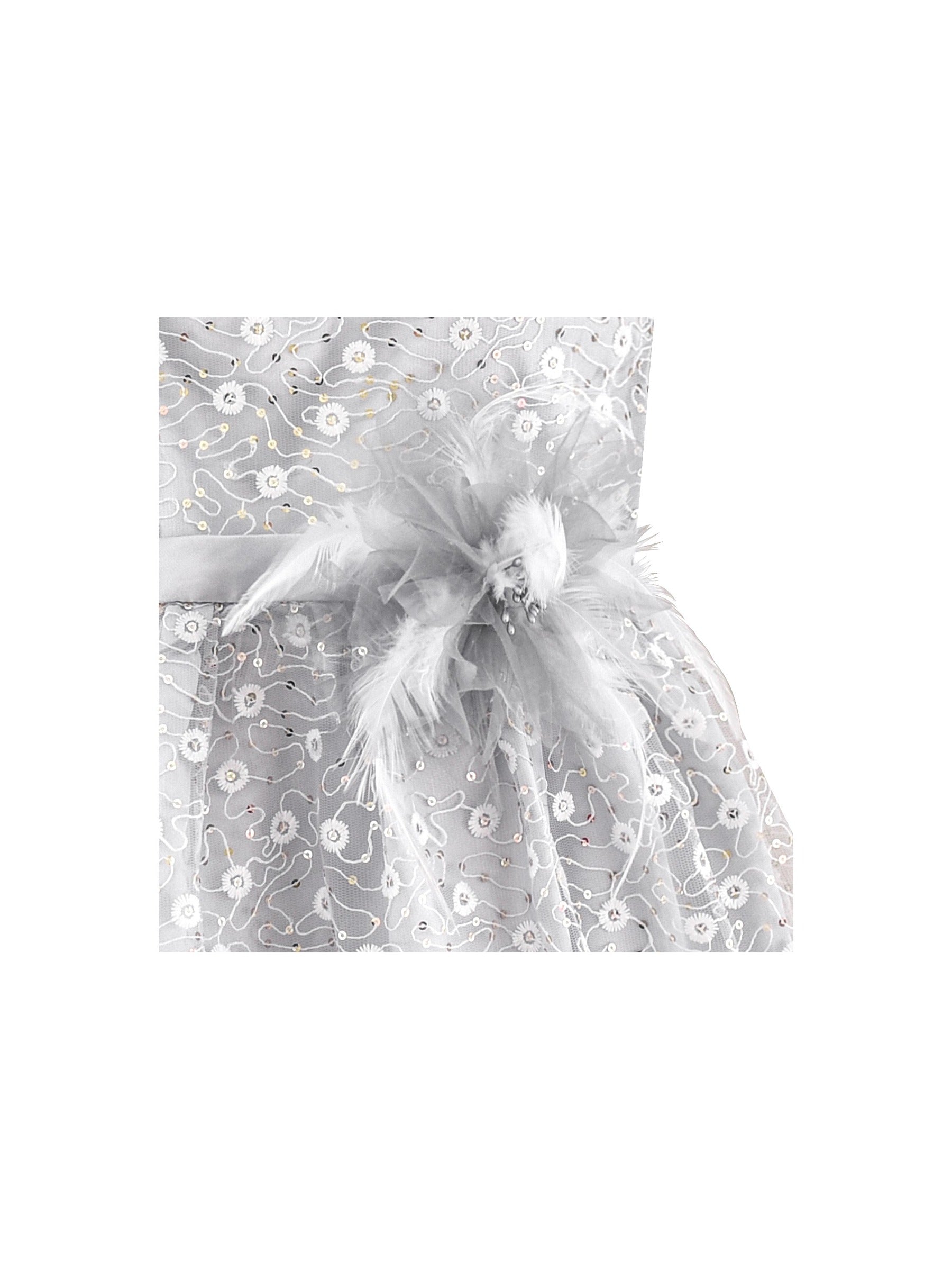 Flower Girl Dress Lace Sequin Flare Gray Wedding Party Gray