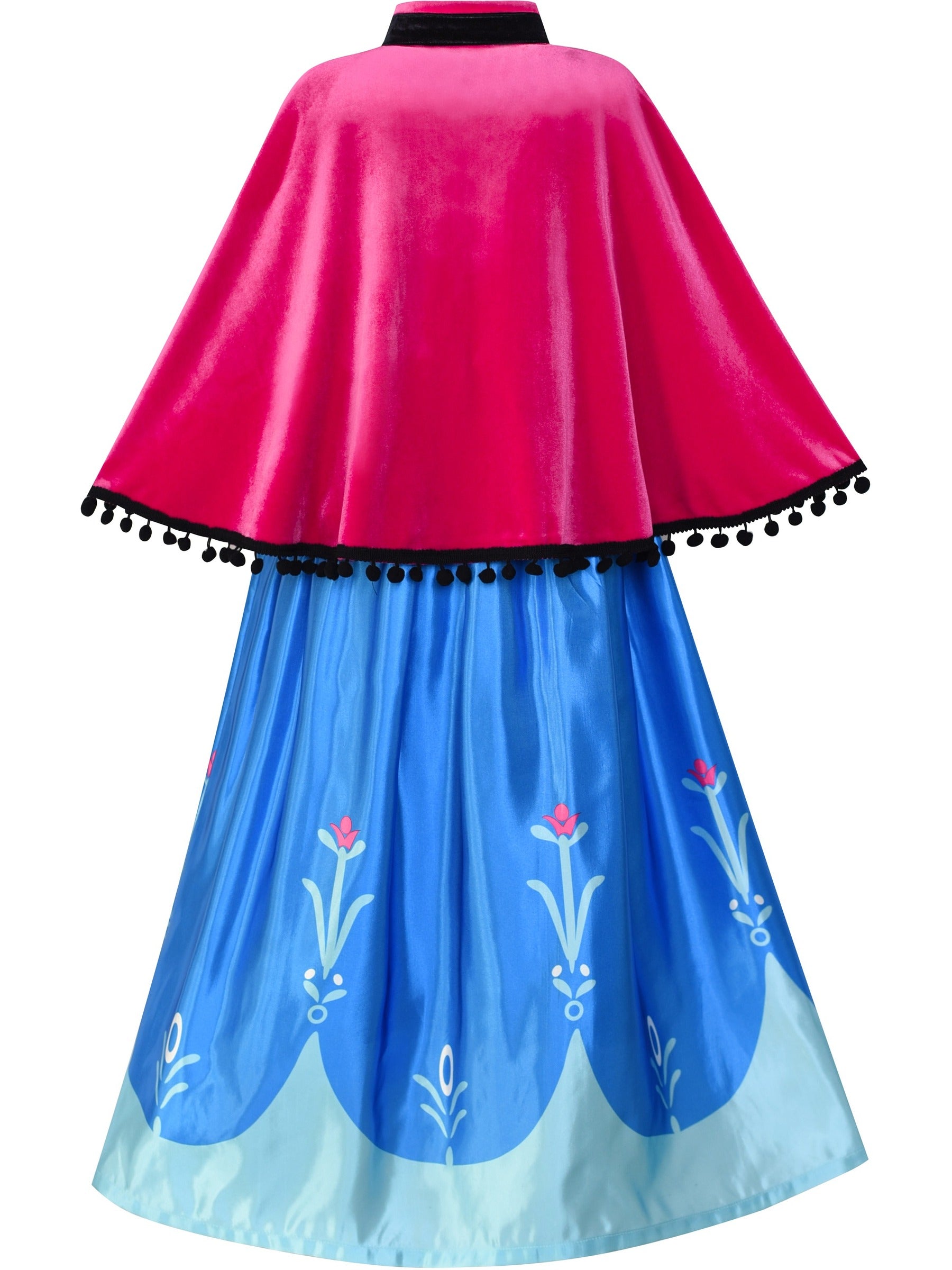 Princess Dress Anna Costume Dress Up Cosplay Cloak Snowflake Blue
