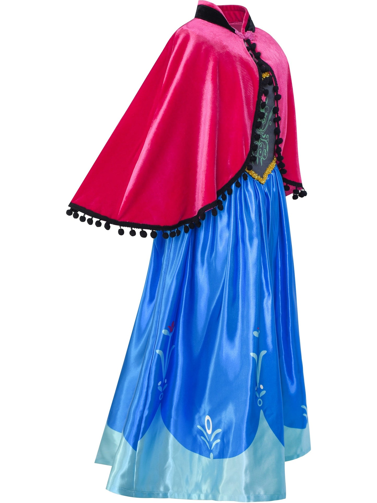Princess Dress Anna Costume Dress Up Cosplay Cloak Snowflake Blue