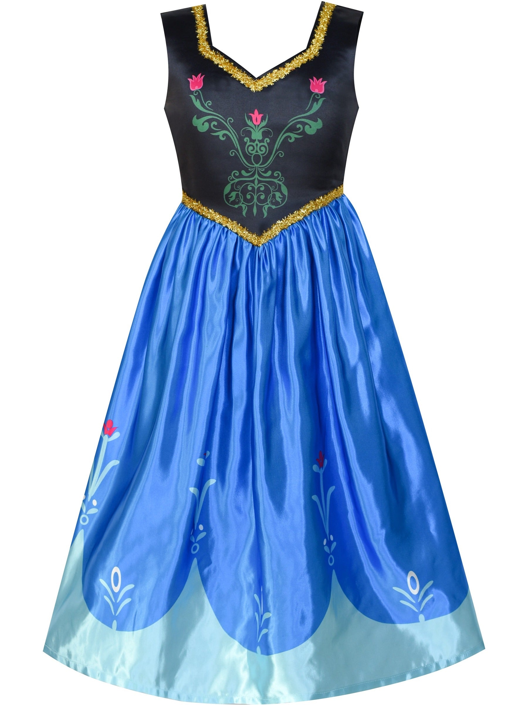 Princess Dress Anna Costume Dress Up Cosplay Cloak Snowflake Blue