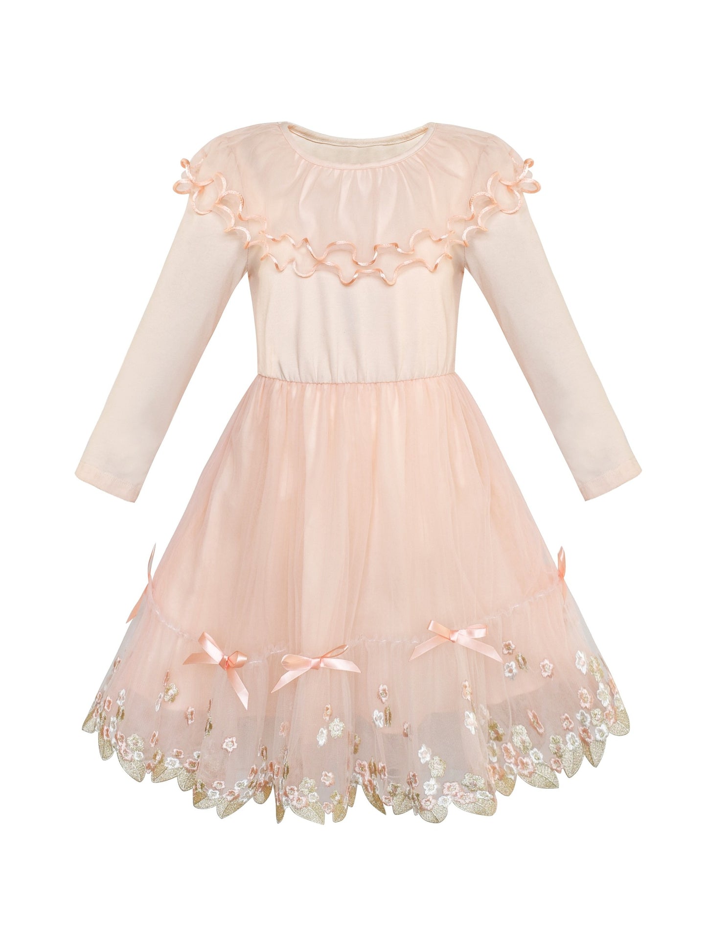 Girls Dress Sleeveless Sling Flower Party Pink