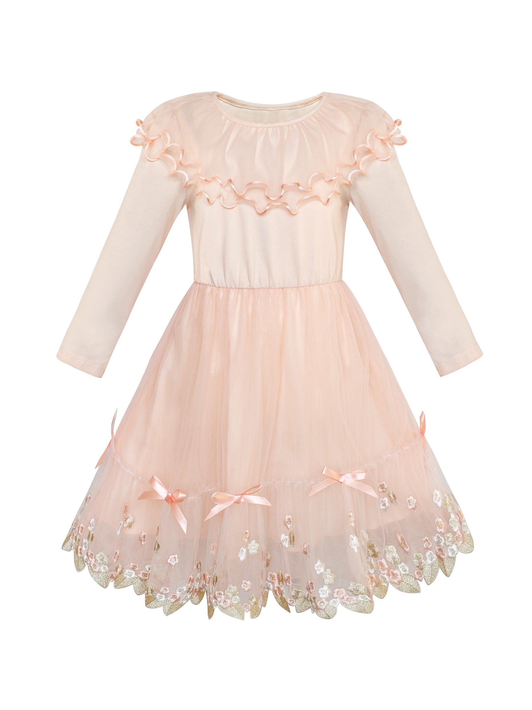 Girls Dress Sleeveless Sling Flower Party Pink