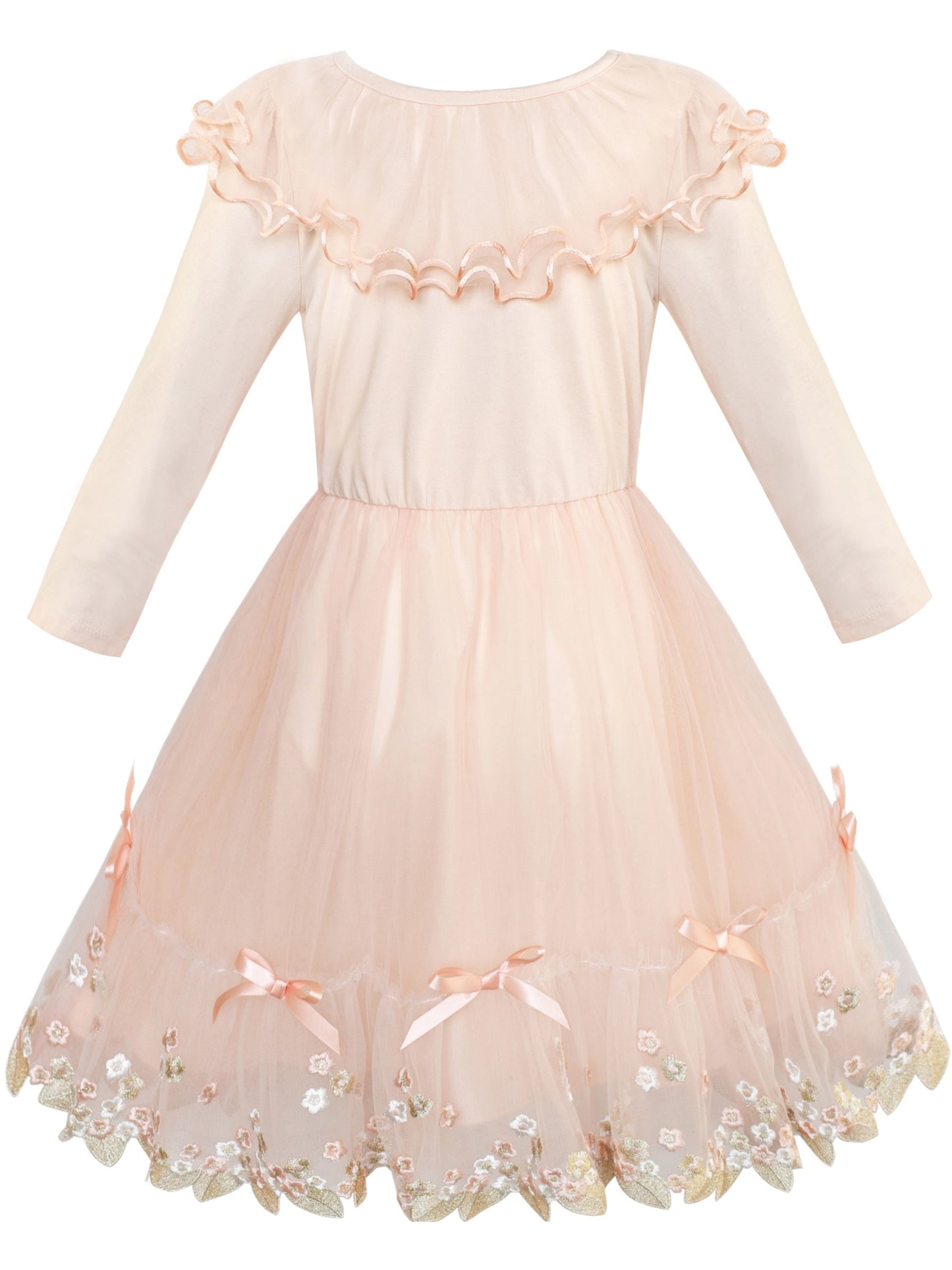 Girls Dress Sleeveless Sling Flower Party Pink