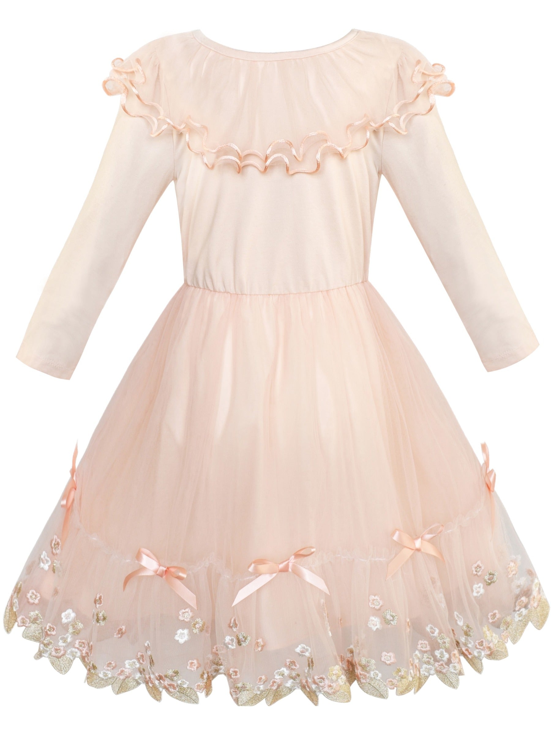 Girls Dress Sleeveless Sling Flower Party Pink