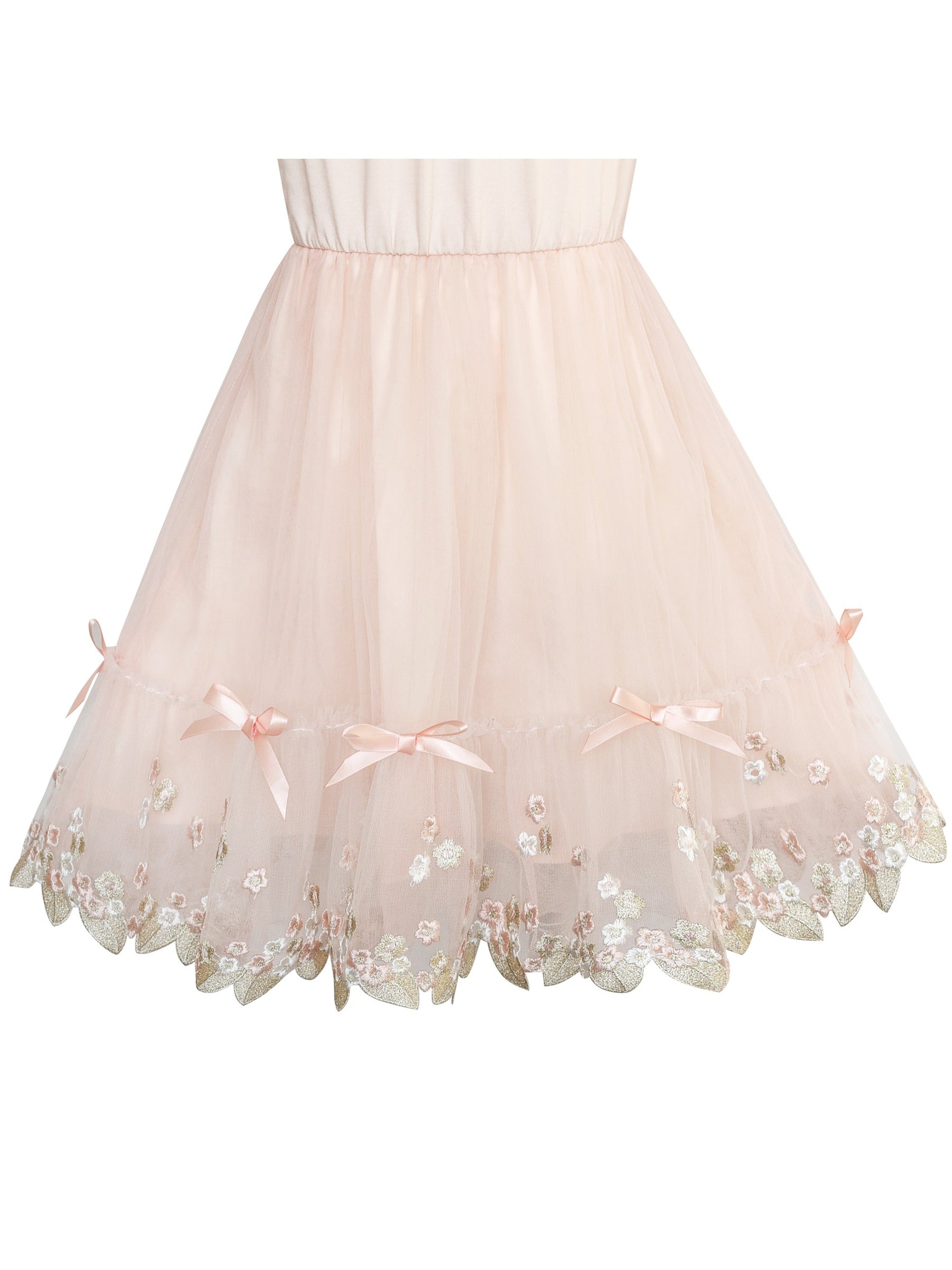 Girls Dress Sleeveless Sling Flower Party Pink