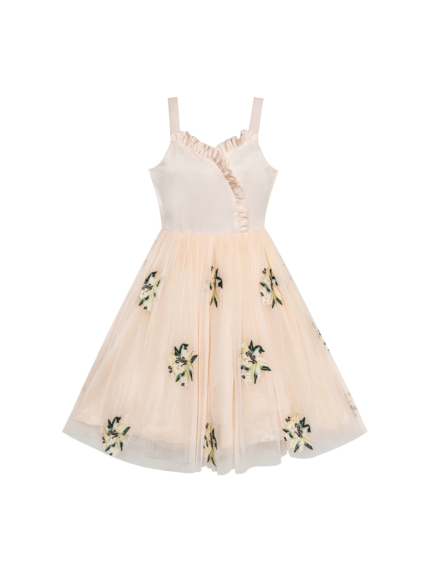 Girls Dress White Pleated Tank Bridesmaid Wedding Flower Girl Kids Beige