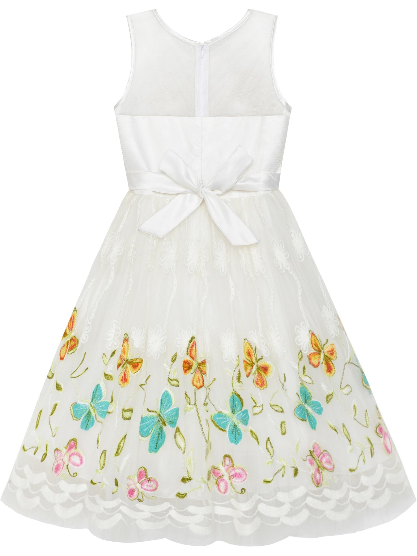 Girls Dress Butterfly Party Birthday Sundress White
