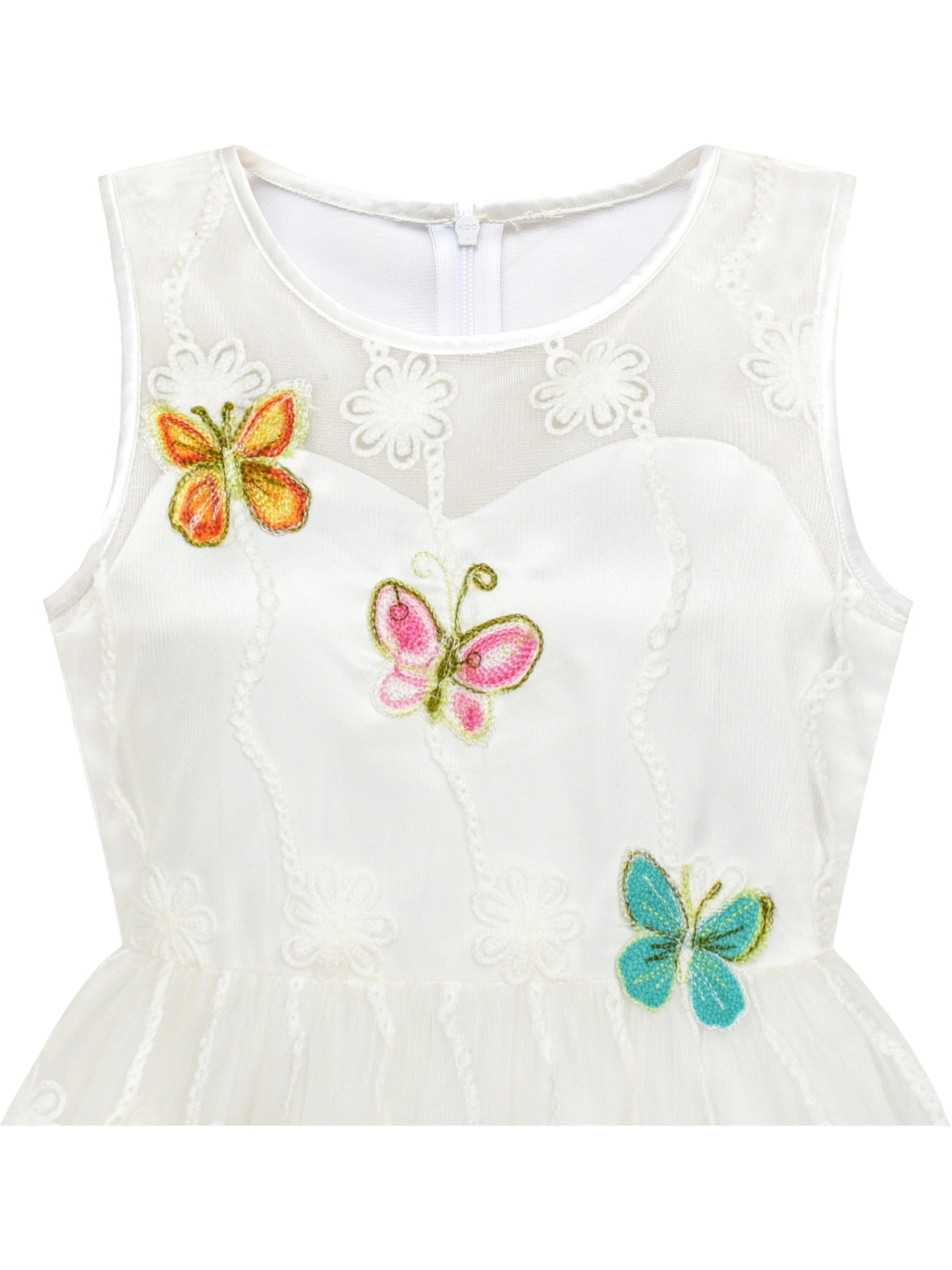 Girls Dress Butterfly Party Birthday Sundress White