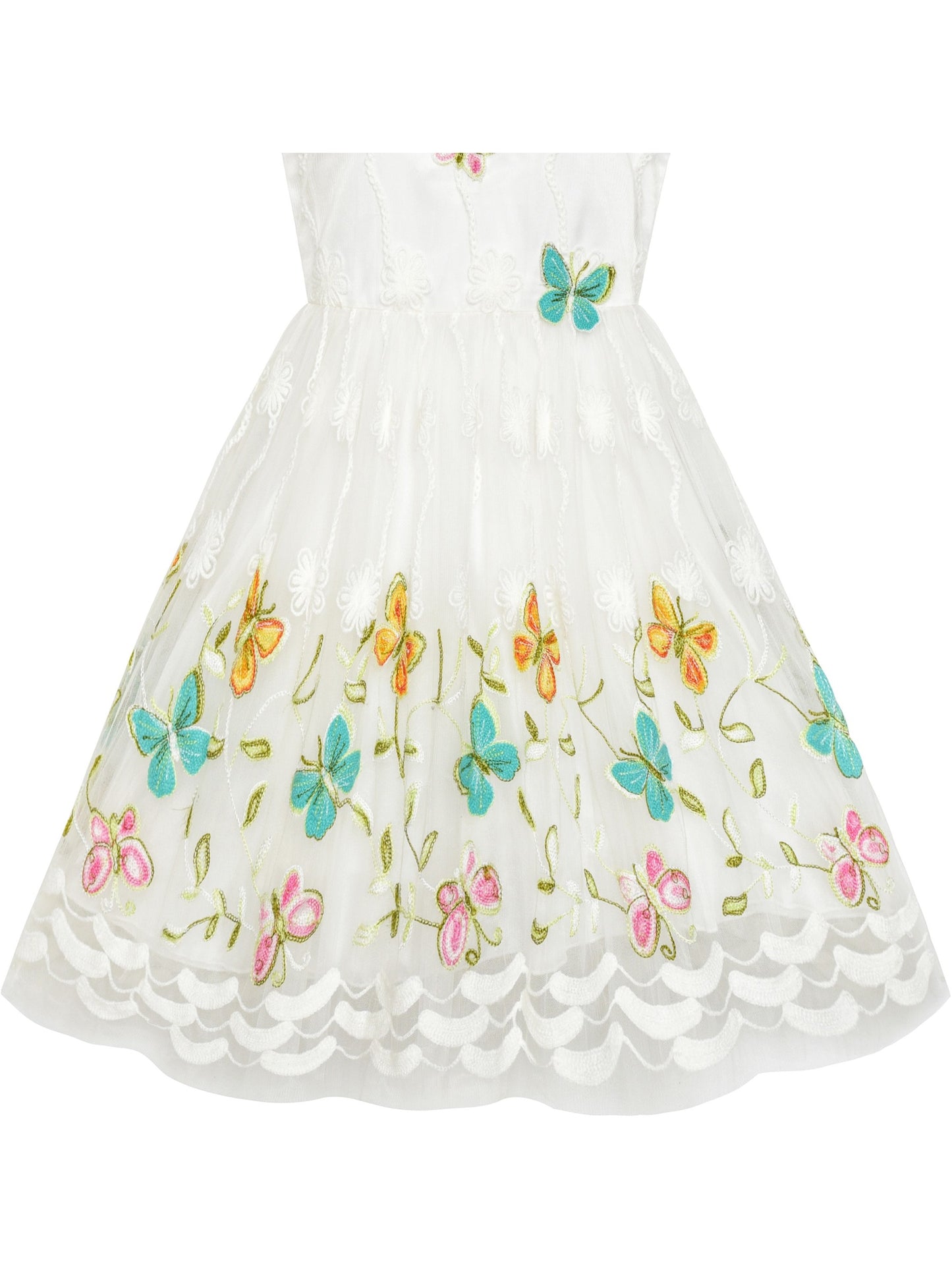Girls Dress Butterfly Party Birthday Sundress White