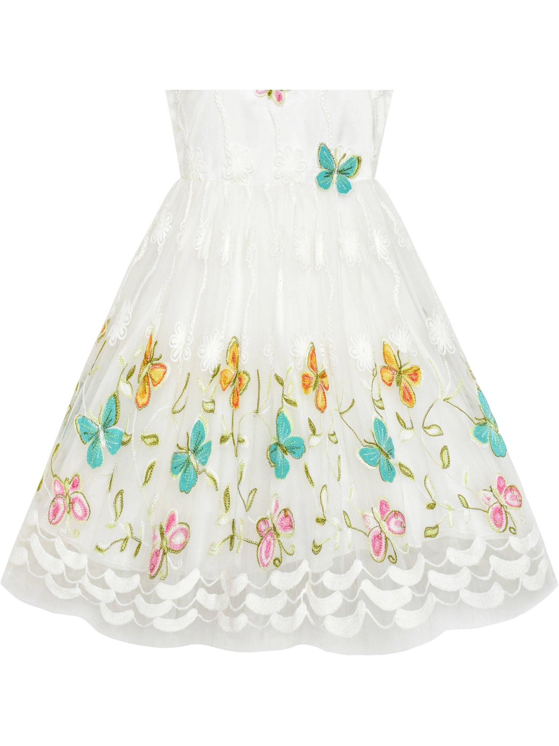 Girls Dress Butterfly Party Birthday Sundress White