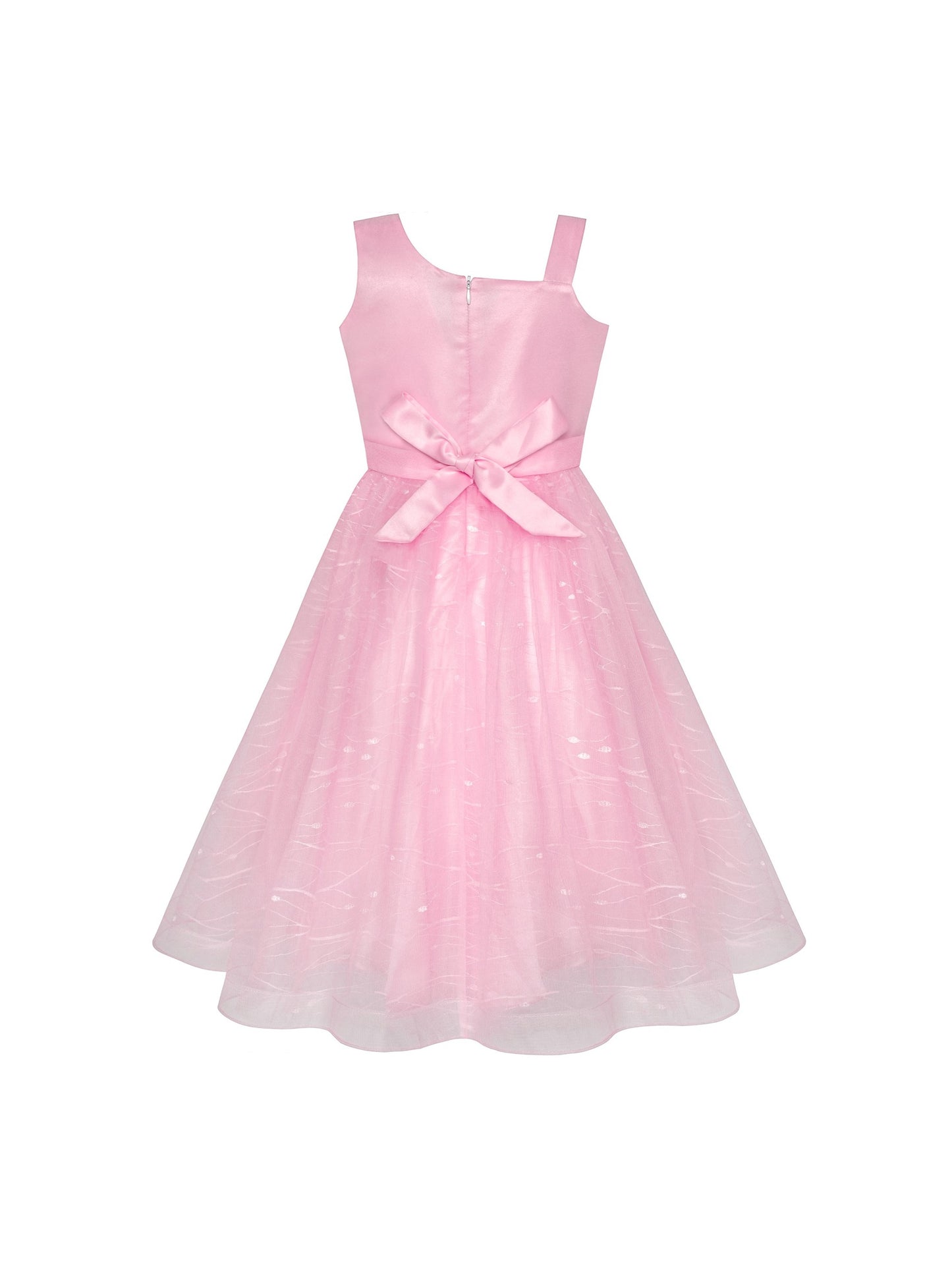 Girls Dress One Shoulder Rose Flower Dancing Ball Gown Pink
