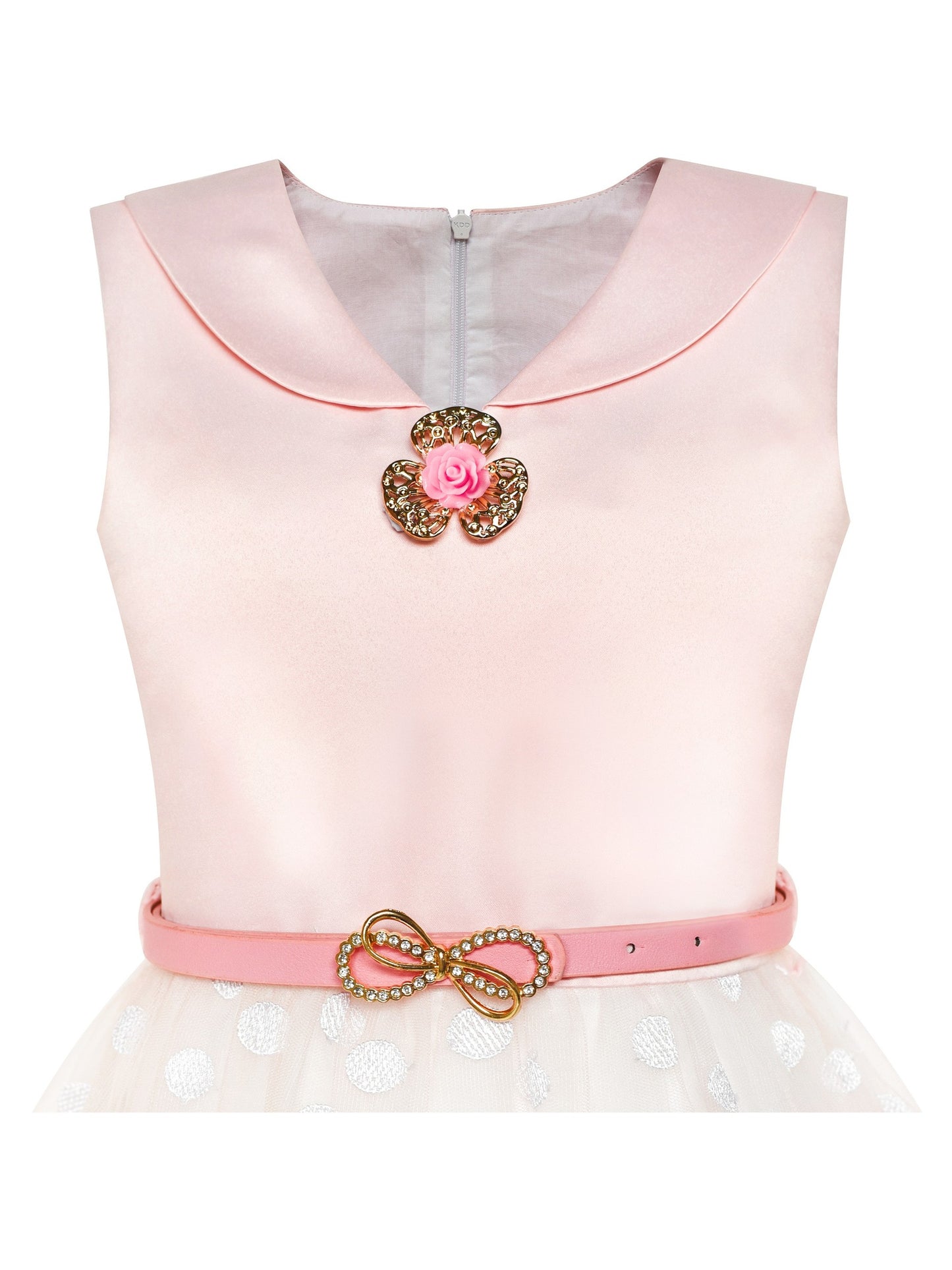 Girls Dress Flower Garden Print Elegant Chinese Style Pink