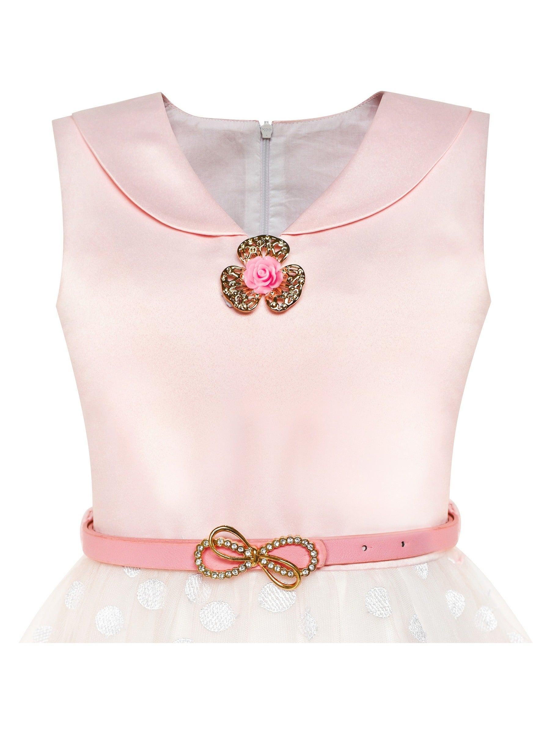 Girls Dress Flower Garden Print Elegant Chinese Style Pink