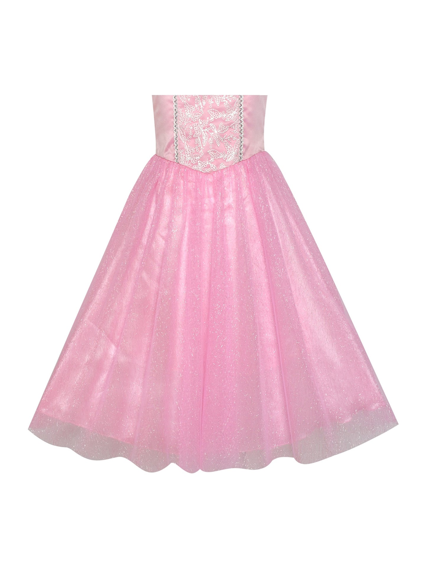 Flower Girls Dress Pink Cold Shoulder Bridesmaid Wedding Pink