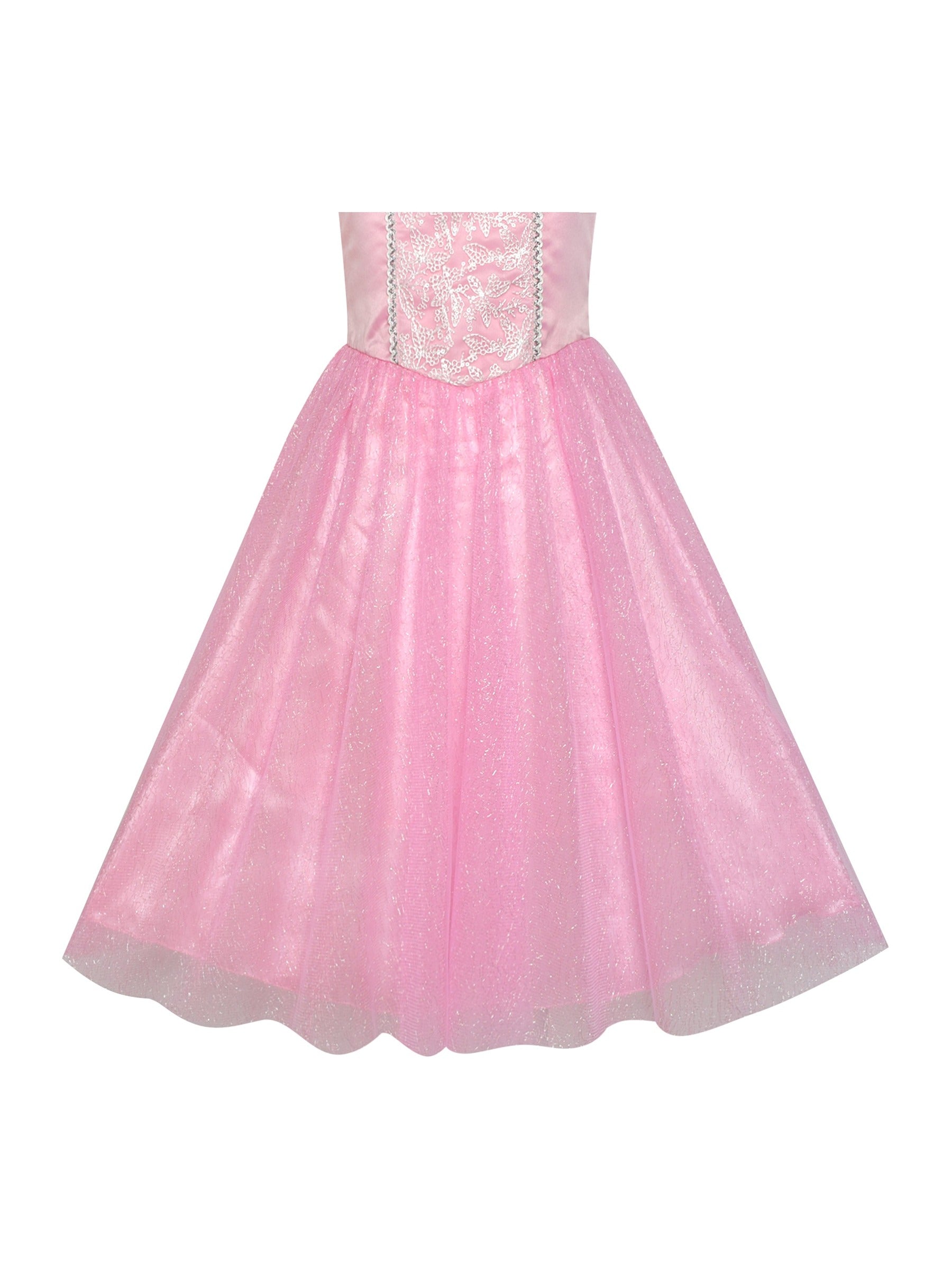 Flower Girls Dress Pink Cold Shoulder Bridesmaid Wedding Pink