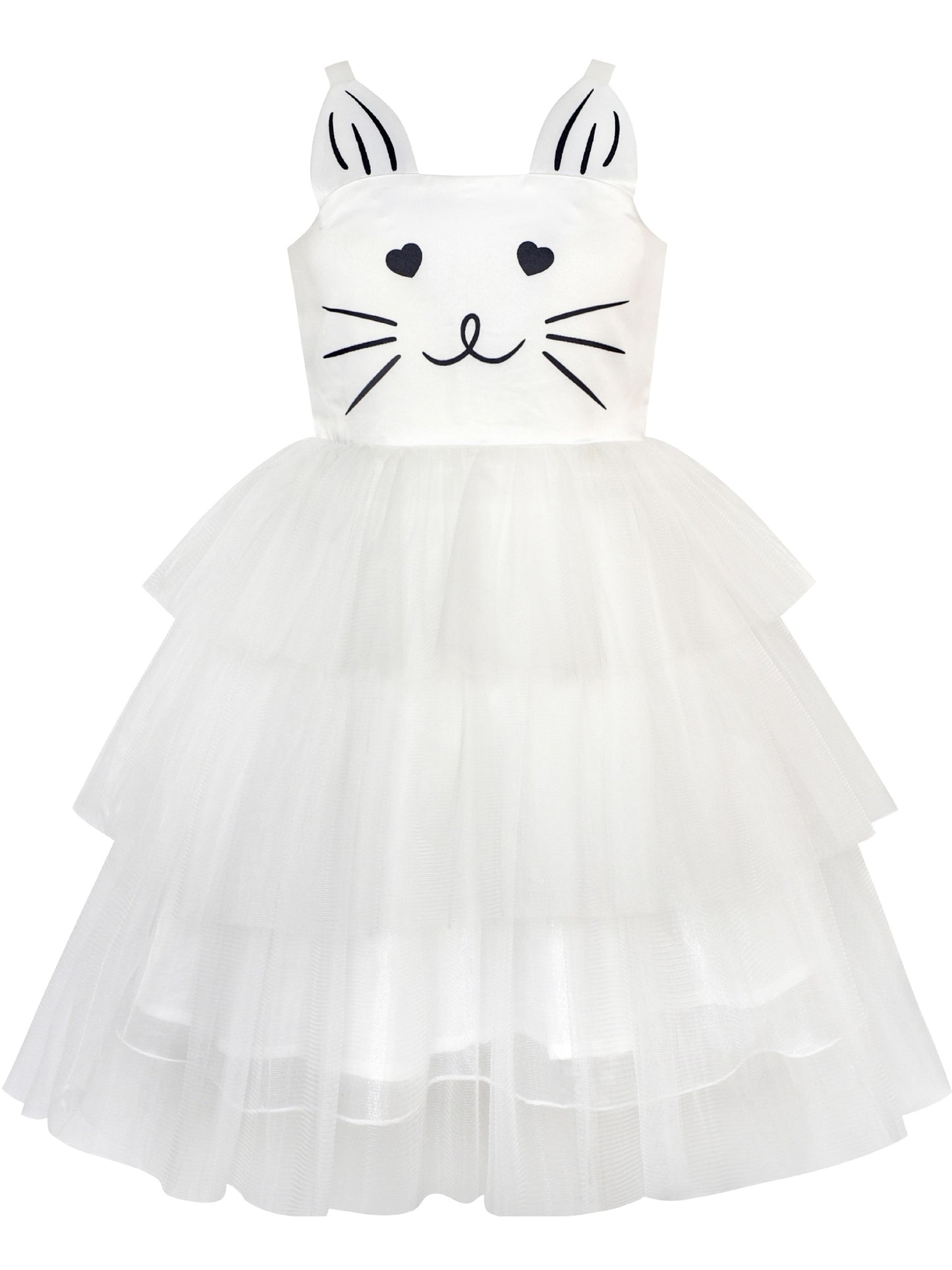 Girls Dress Pink Bow Tie Wedding Lace Tulle Overlay Layered White