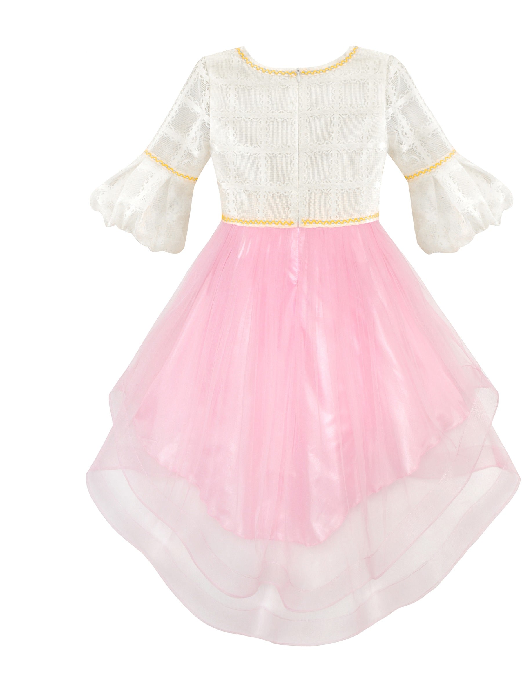 Girls Dress White and Black Hi-lo Party Dancing Pageant Pink