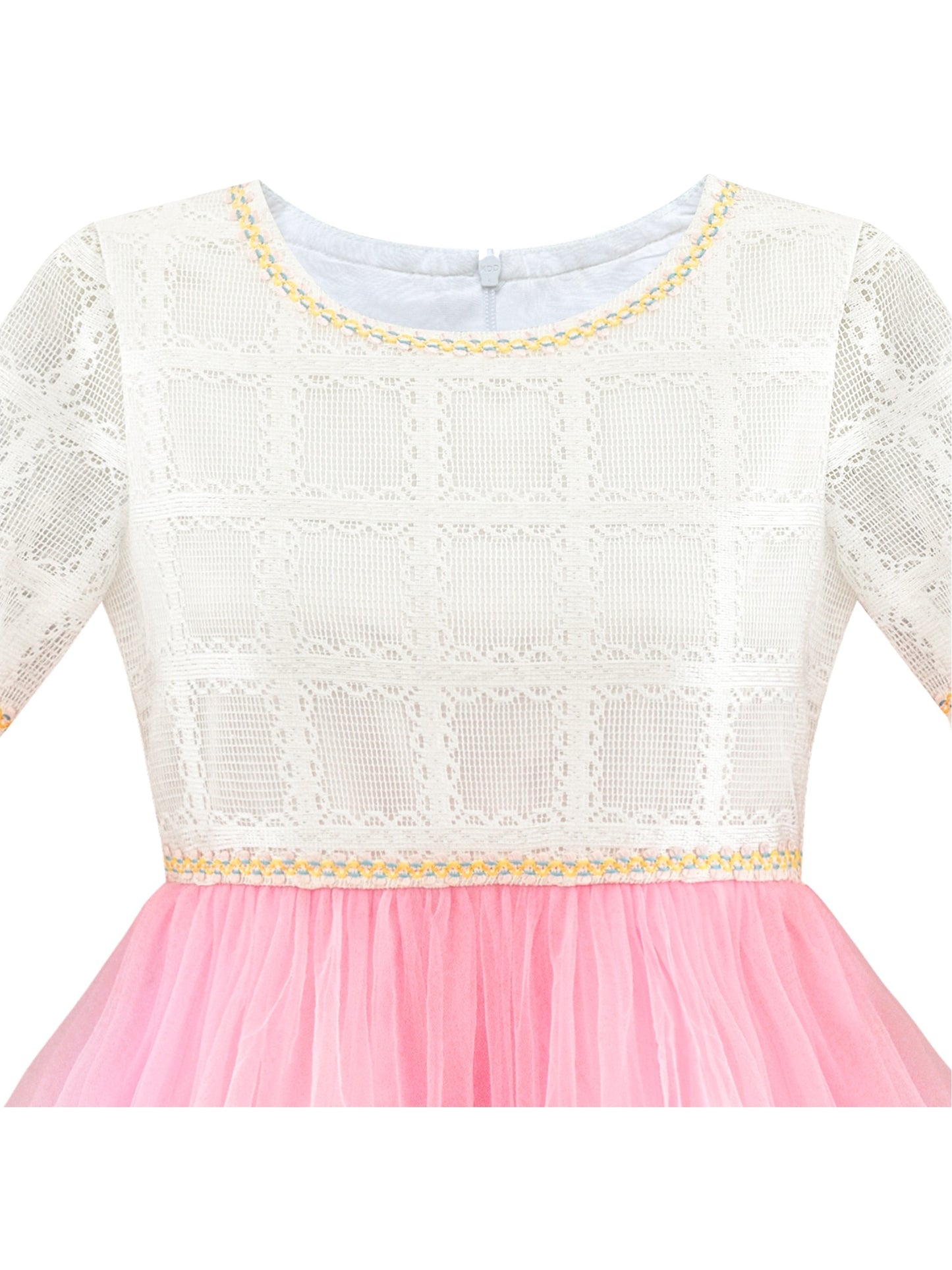 Girls Dress White and Black Hi-lo Party Dancing Pageant Pink