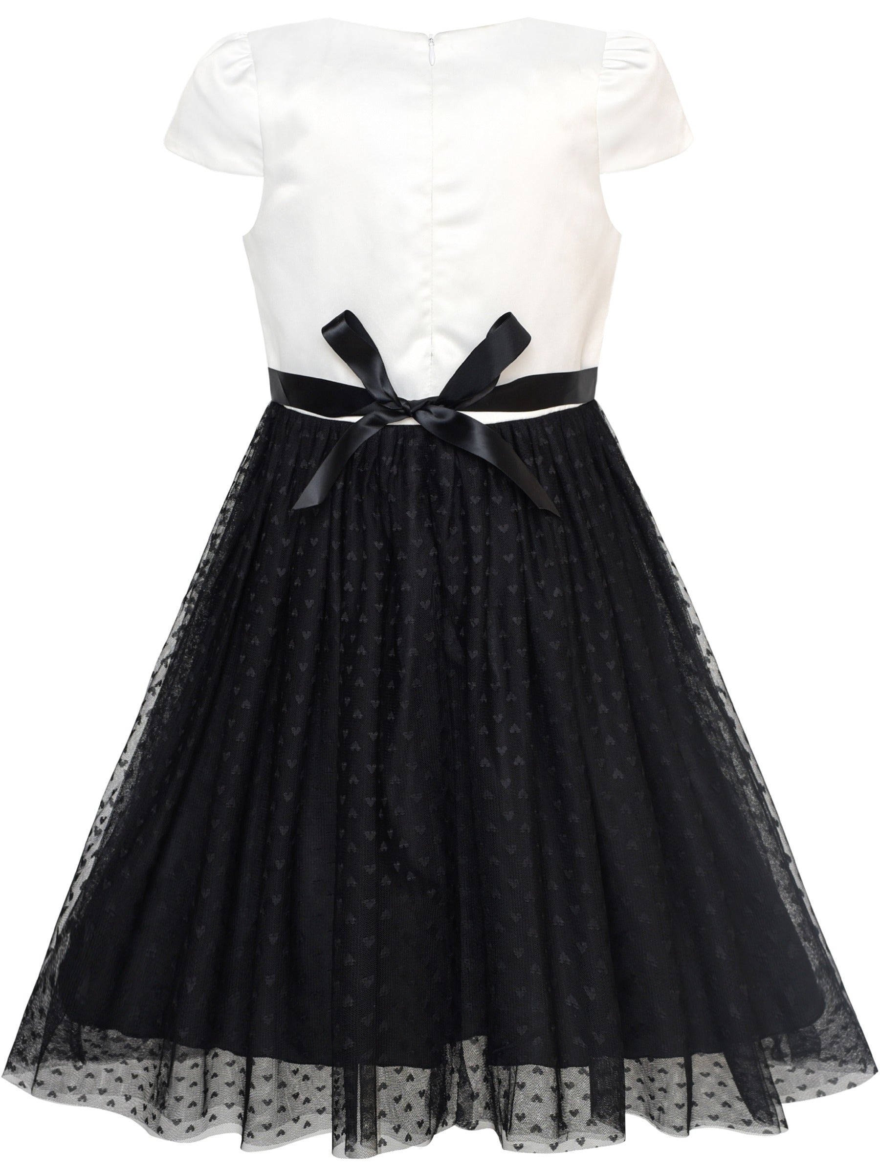 Girls Dress Back School Black White Bow Tie School Uniform Black