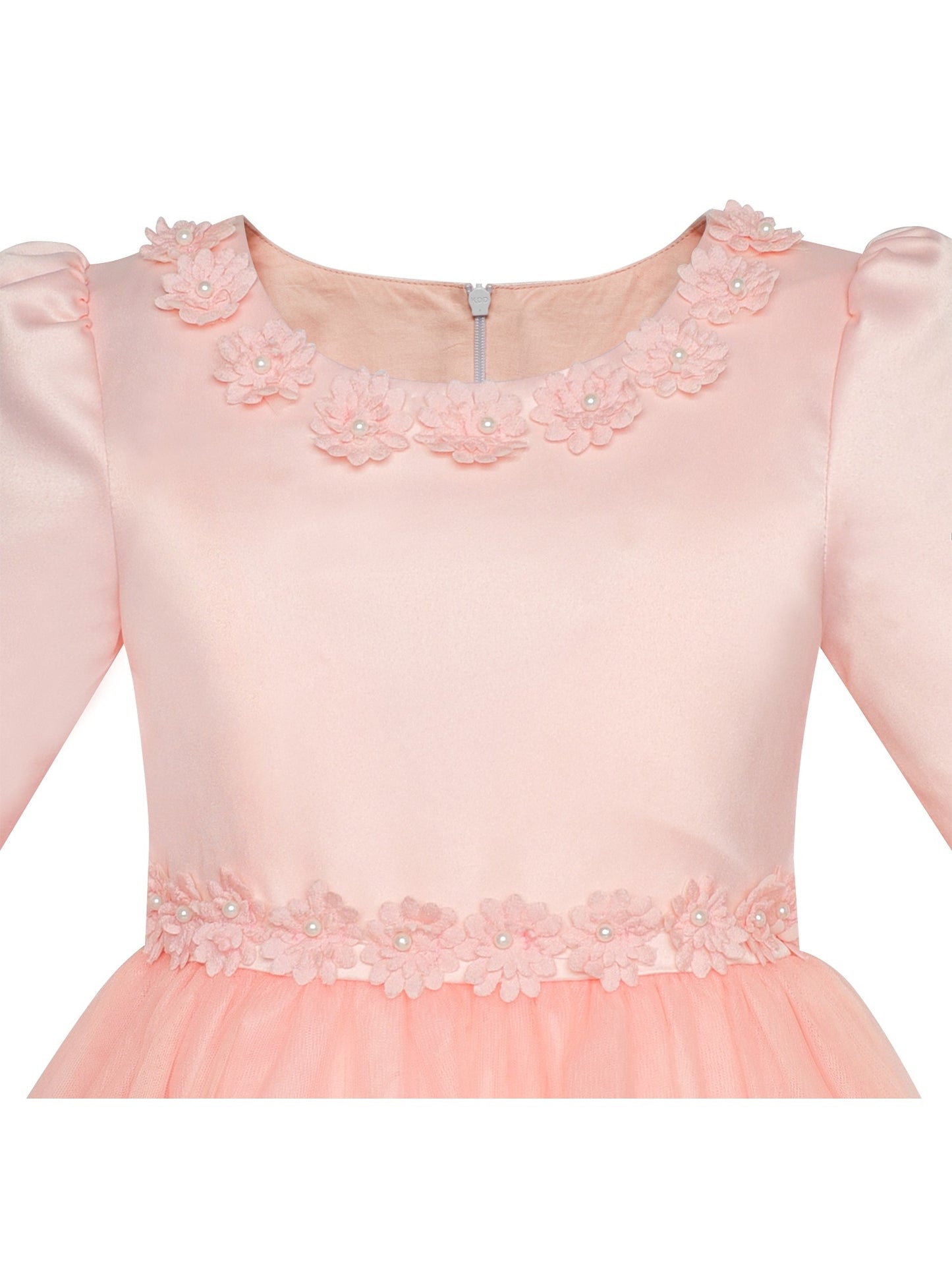 Girls Dress Purple Lace Tulle Princess V Neck Sequin Bell Sleeve Pageant Party Event Pink