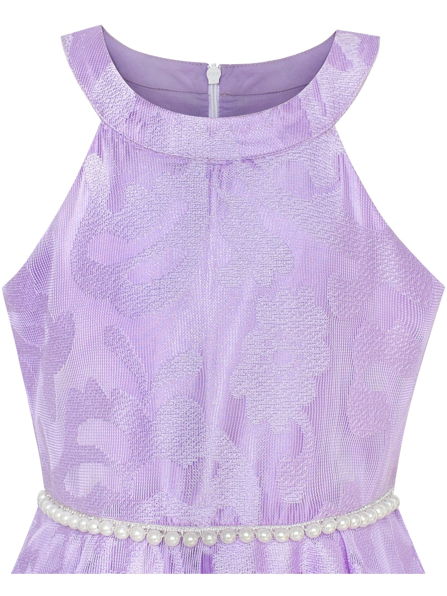 Girls Dress Colorful Dot Lace Halter Wedding Bridesmaid Gown Purple