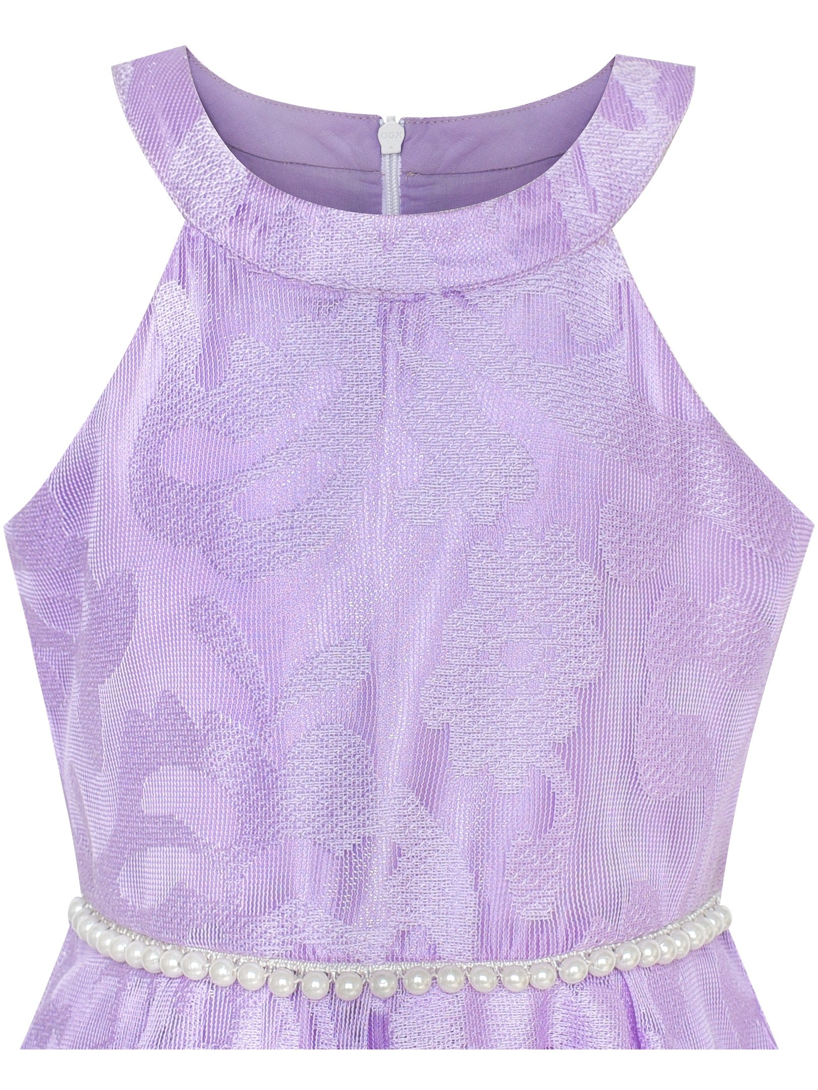 Girls Dress Colorful Dot Lace Halter Wedding Bridesmaid Gown Purple