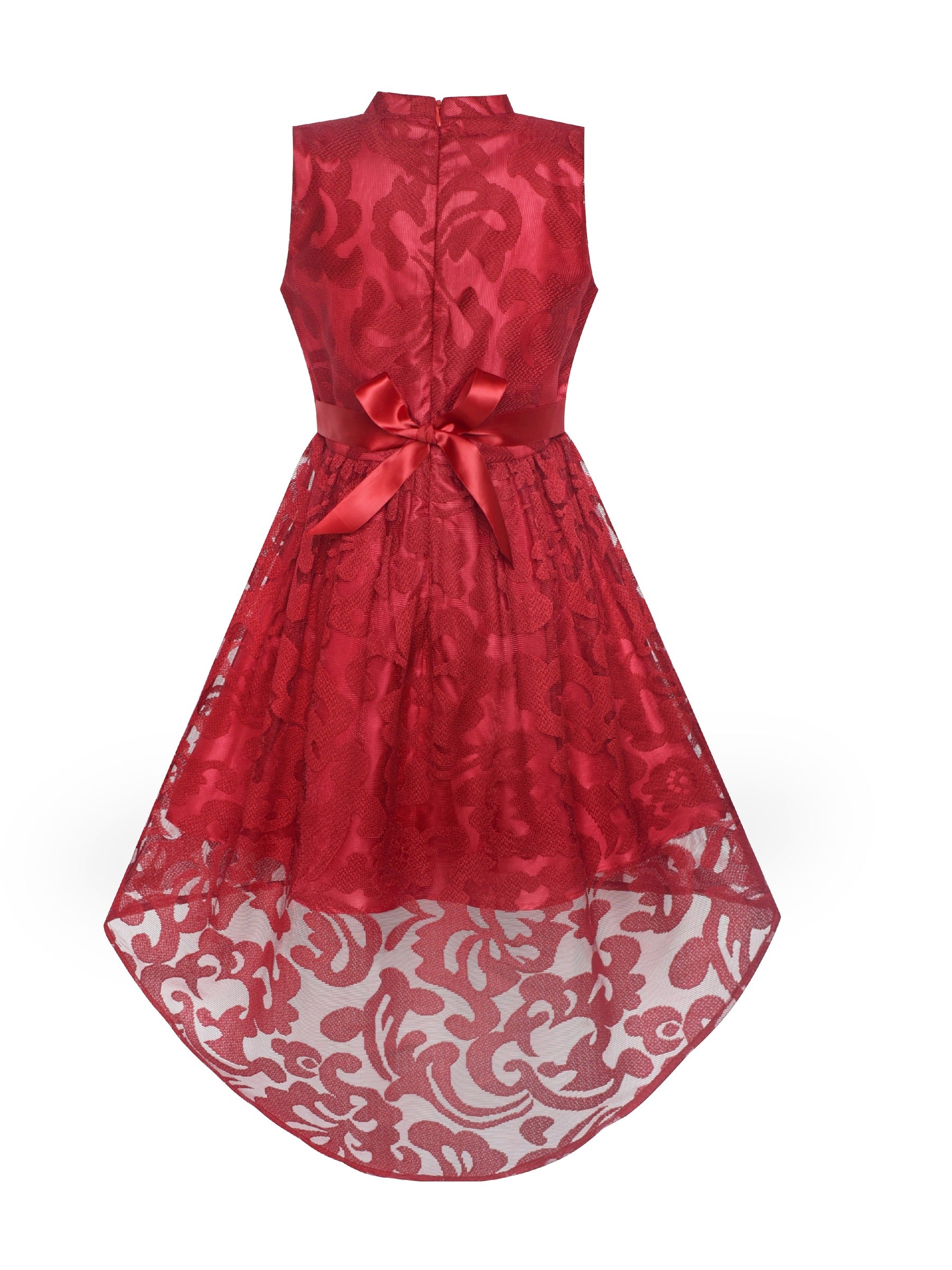 Girls Dress Navy Blue Lace Halter Hi-low Dress Dancing Party Red