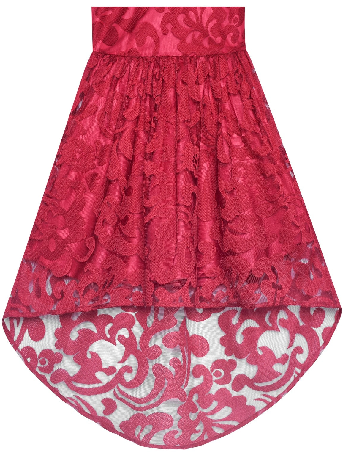 Girls Dress Navy Blue Lace Halter Hi-low Dress Dancing Party Red