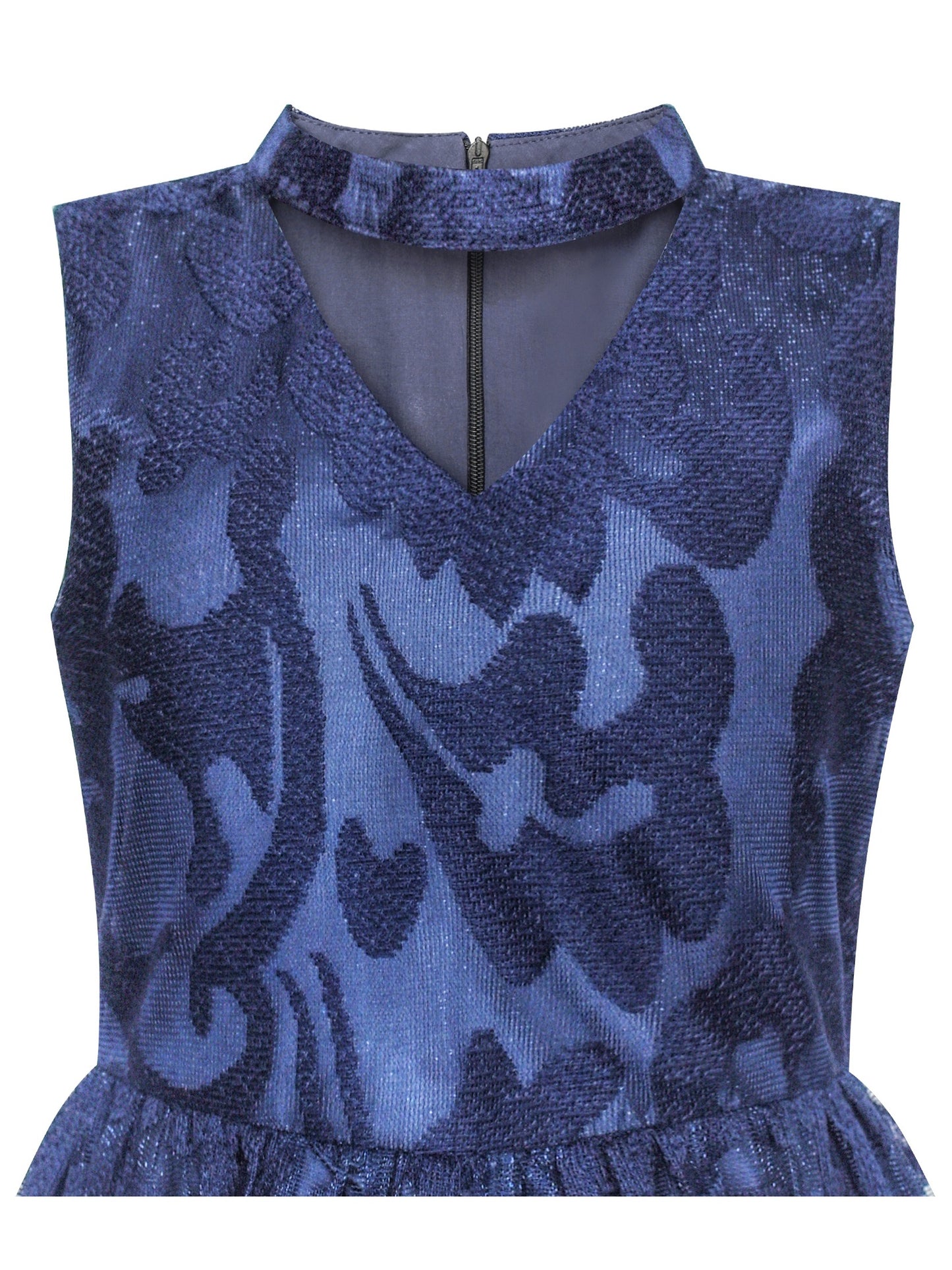 Girls Dress Navy Blue Lace Halter Hi-low Dress Dancing Party Blue