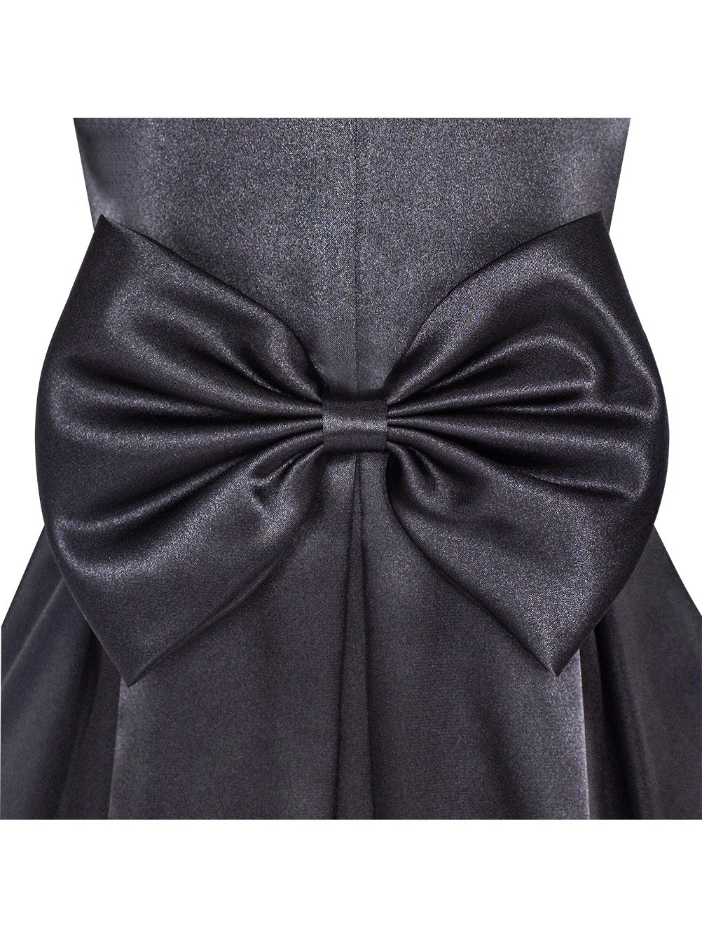 Girls Dress Black Satin One-Shoulder Crown Gloves Party Costume Black