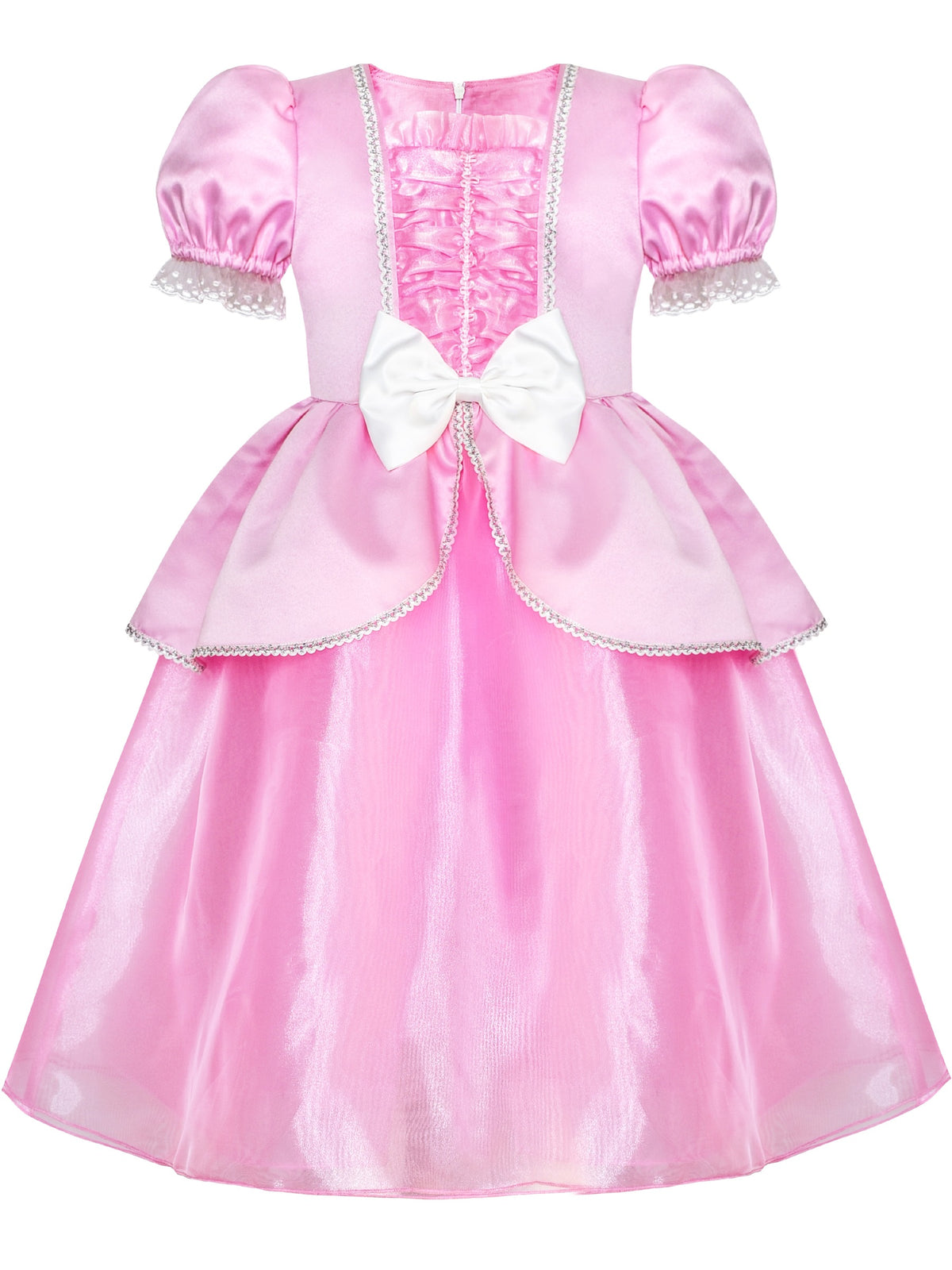 Girls Dress Pink Princess Crown Magic Wand Cosplay Dress Up - Pink (MH41-P)