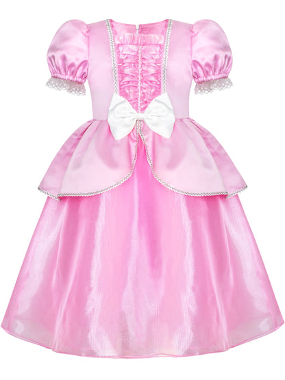 Girls Dress Pink Princess Crown Magic Wand Cosplay Dress Up - Pink (MH41-P)