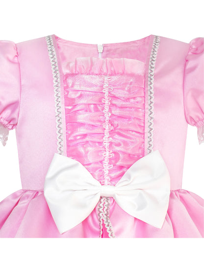 Girls Dress Pink Princess Crown Magic Wand Cosplay Dress Up - Pink (MH41-P)
