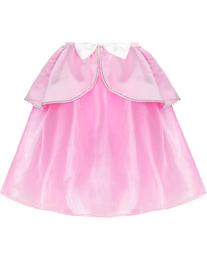 Girls Dress Pink Princess Crown Magic Wand Cosplay Dress Up - Pink (MH41-P)
