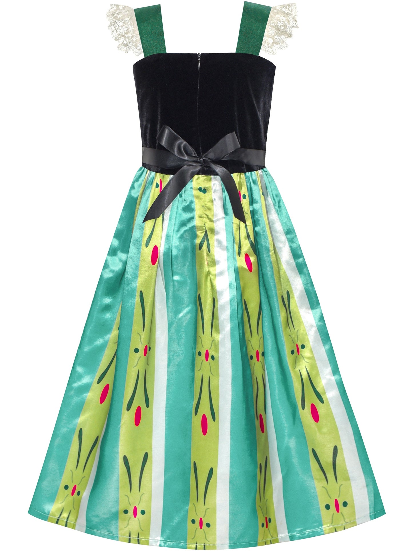 Princess Dress Anna Costume Dress Up Cosplay Cloak Snowflake Green