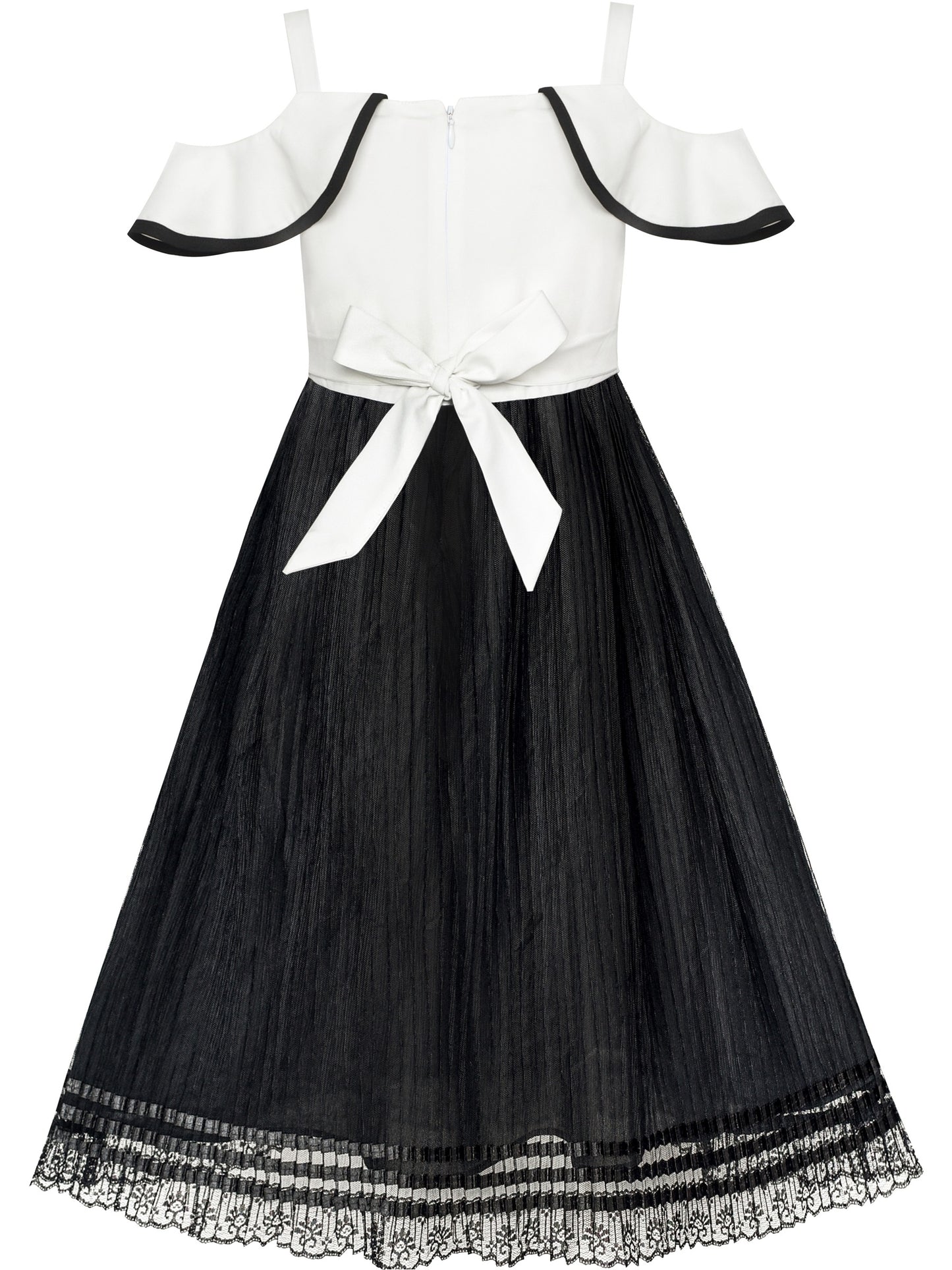Girls Green Sleeveless Cold Shoulder Lace Casual Summer Dress Ankle Length Black