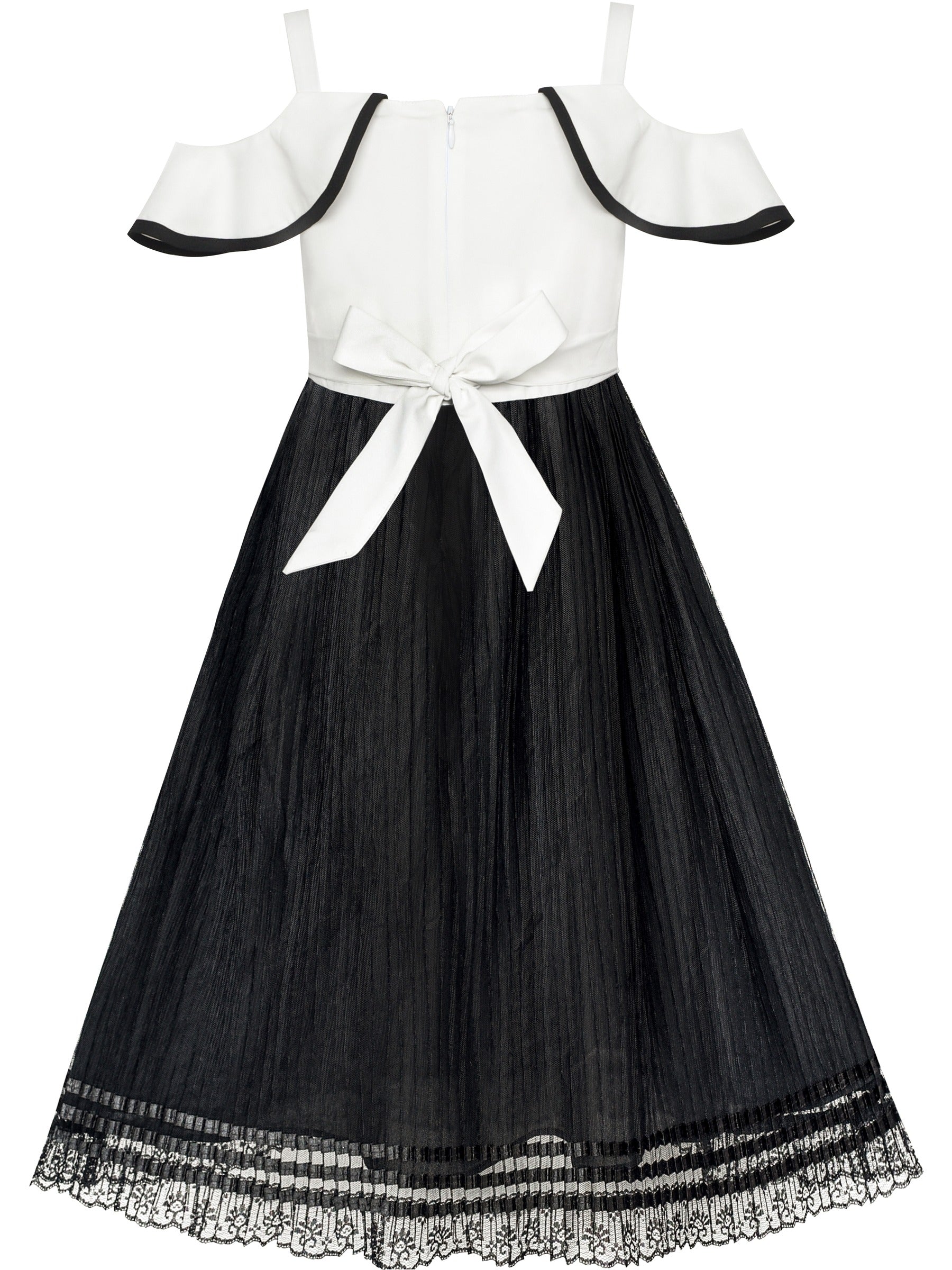 Girls Green Sleeveless Cold Shoulder Lace Casual Summer Dress Ankle Length Black