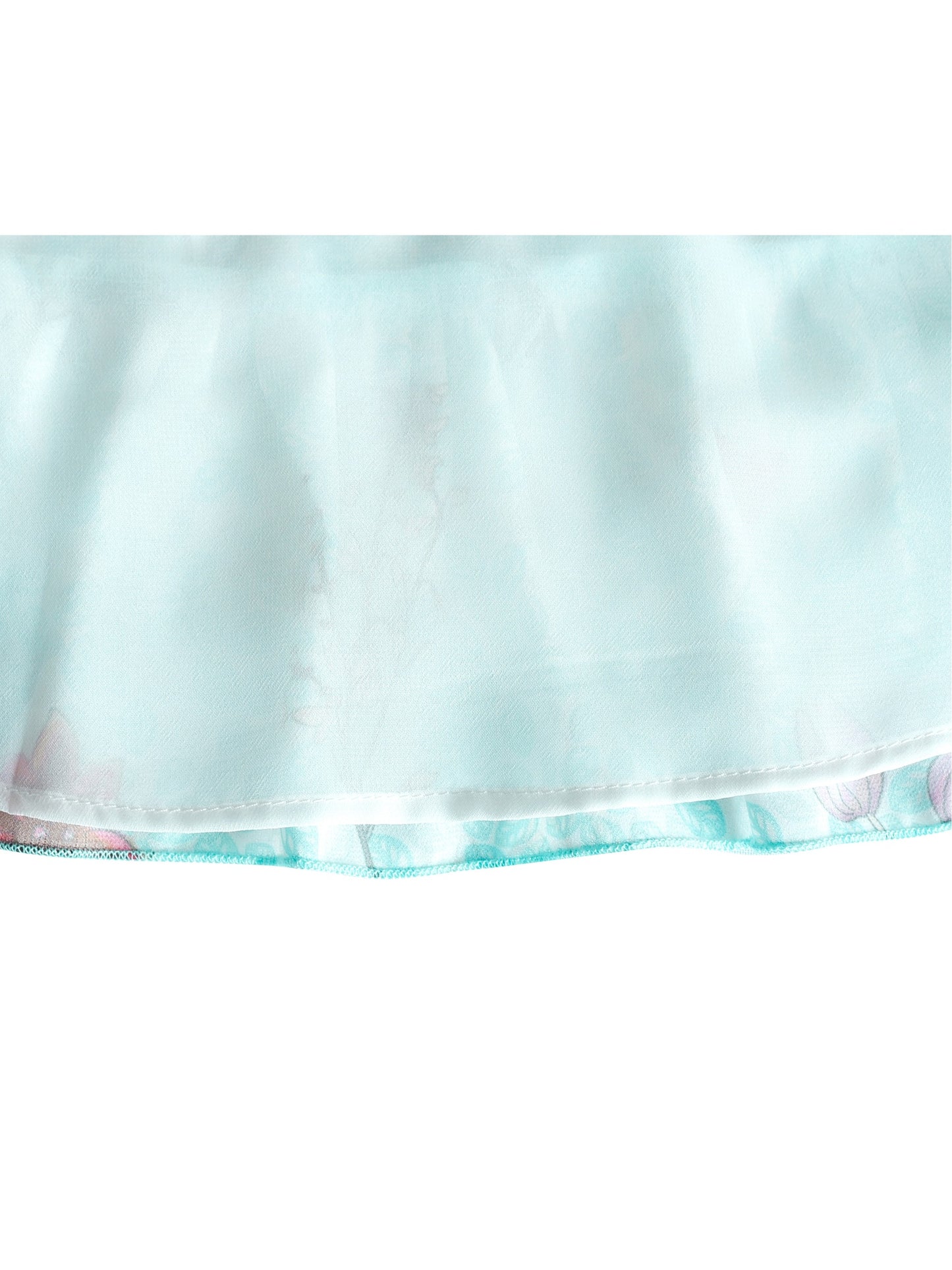 Girls Dress Off Shoulder Chiffon Floral Hi-low Party Dress Blue