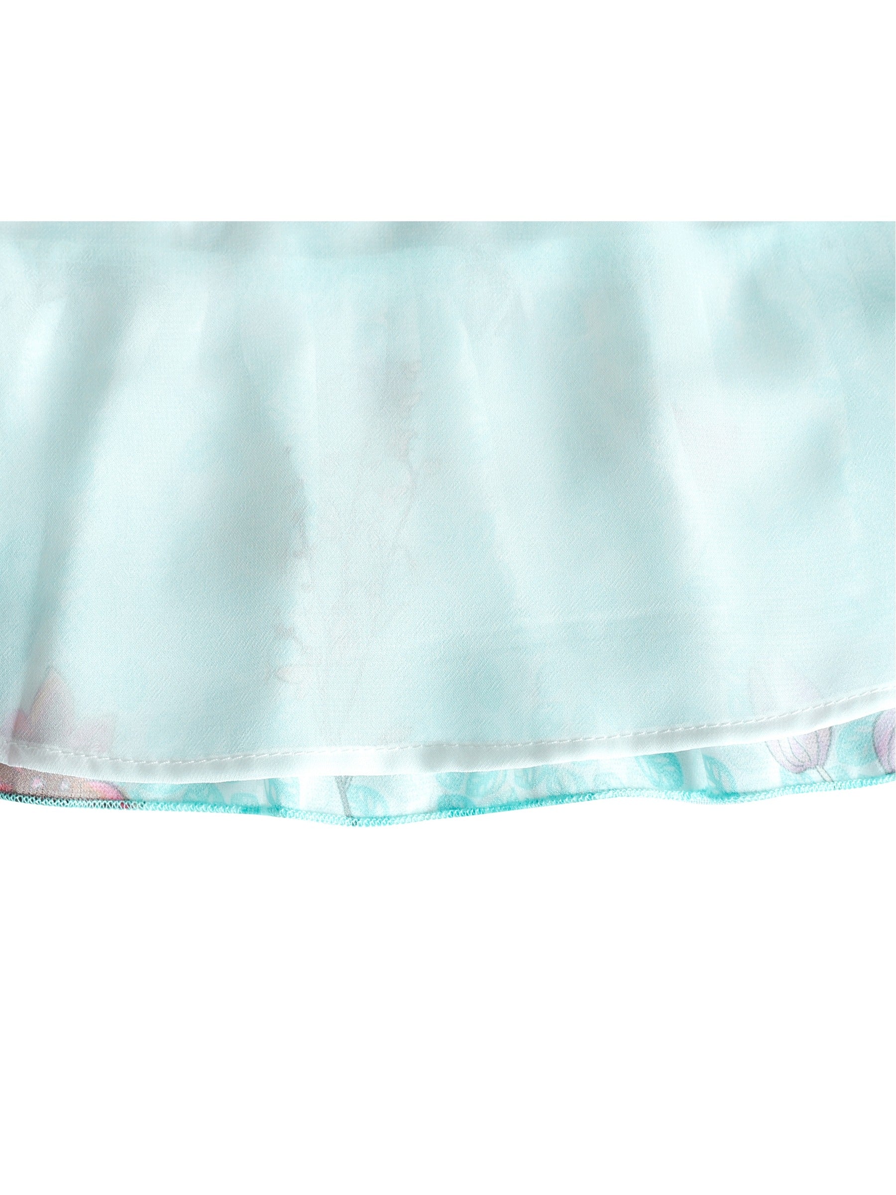 Girls Dress Off Shoulder Chiffon Floral Hi-low Party Dress Blue