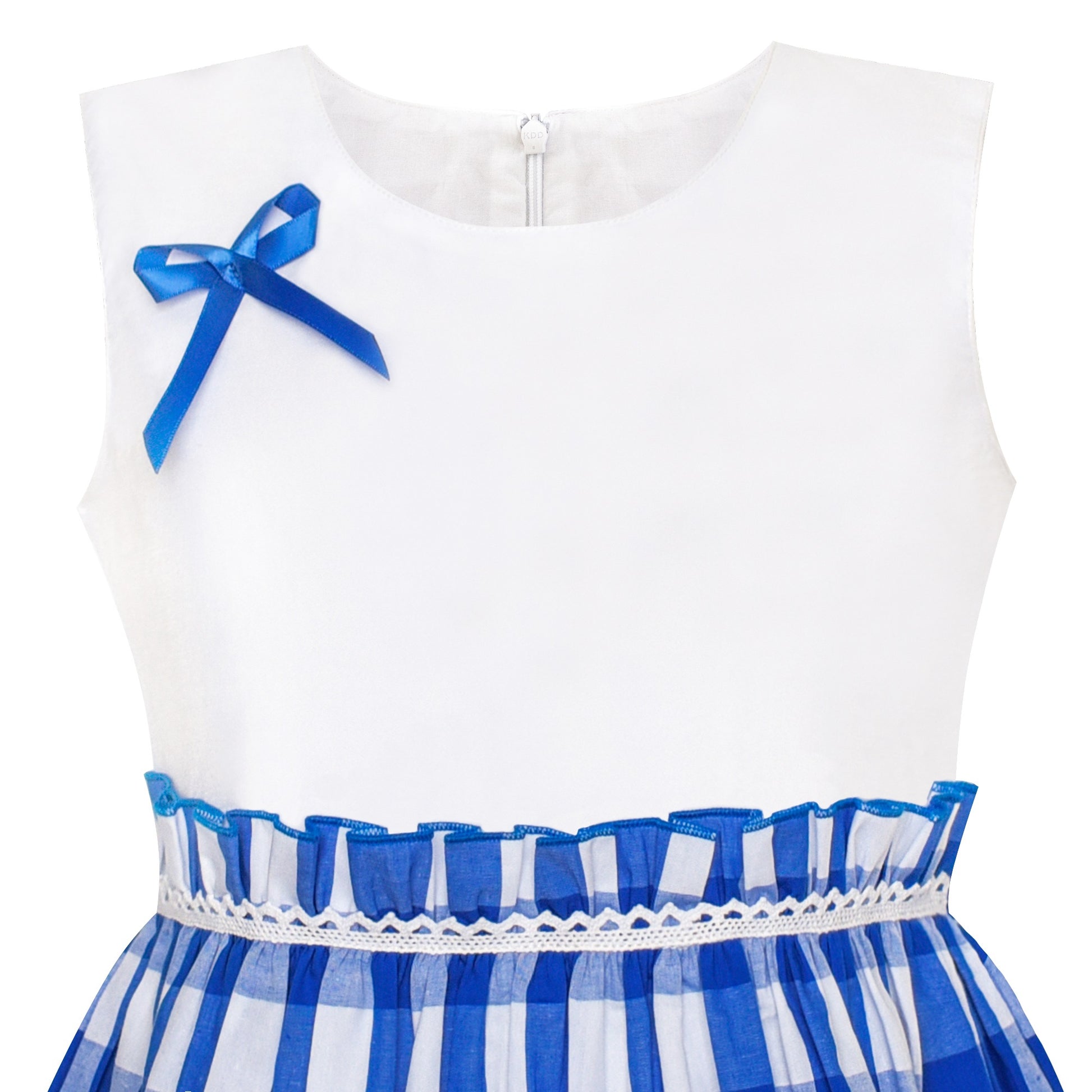 Girls Dress Green Tartan Plaid Sundress Back School Blue