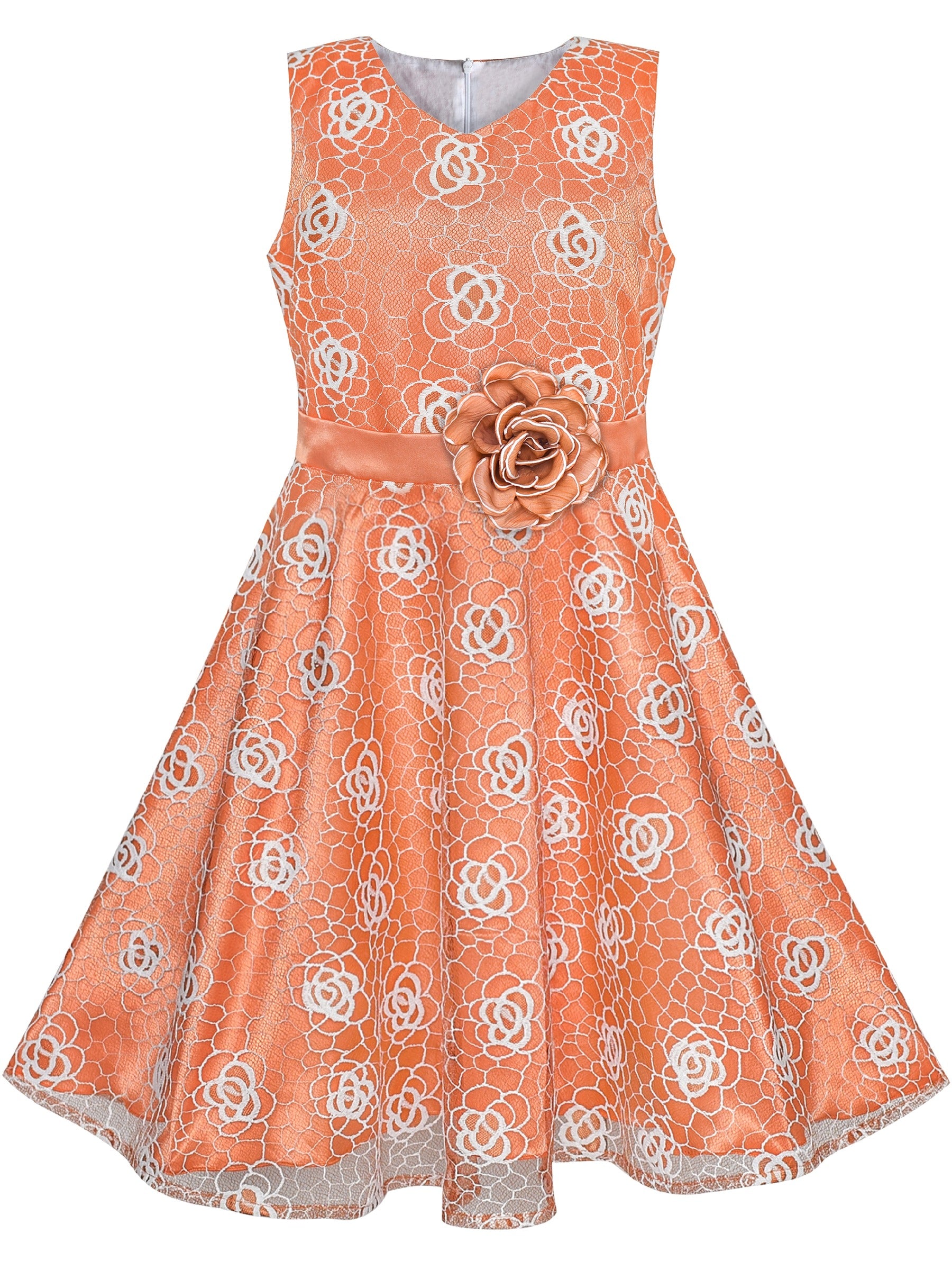 Girls Dress Blue Rose Wedding Pageant Kids Boutique Orange