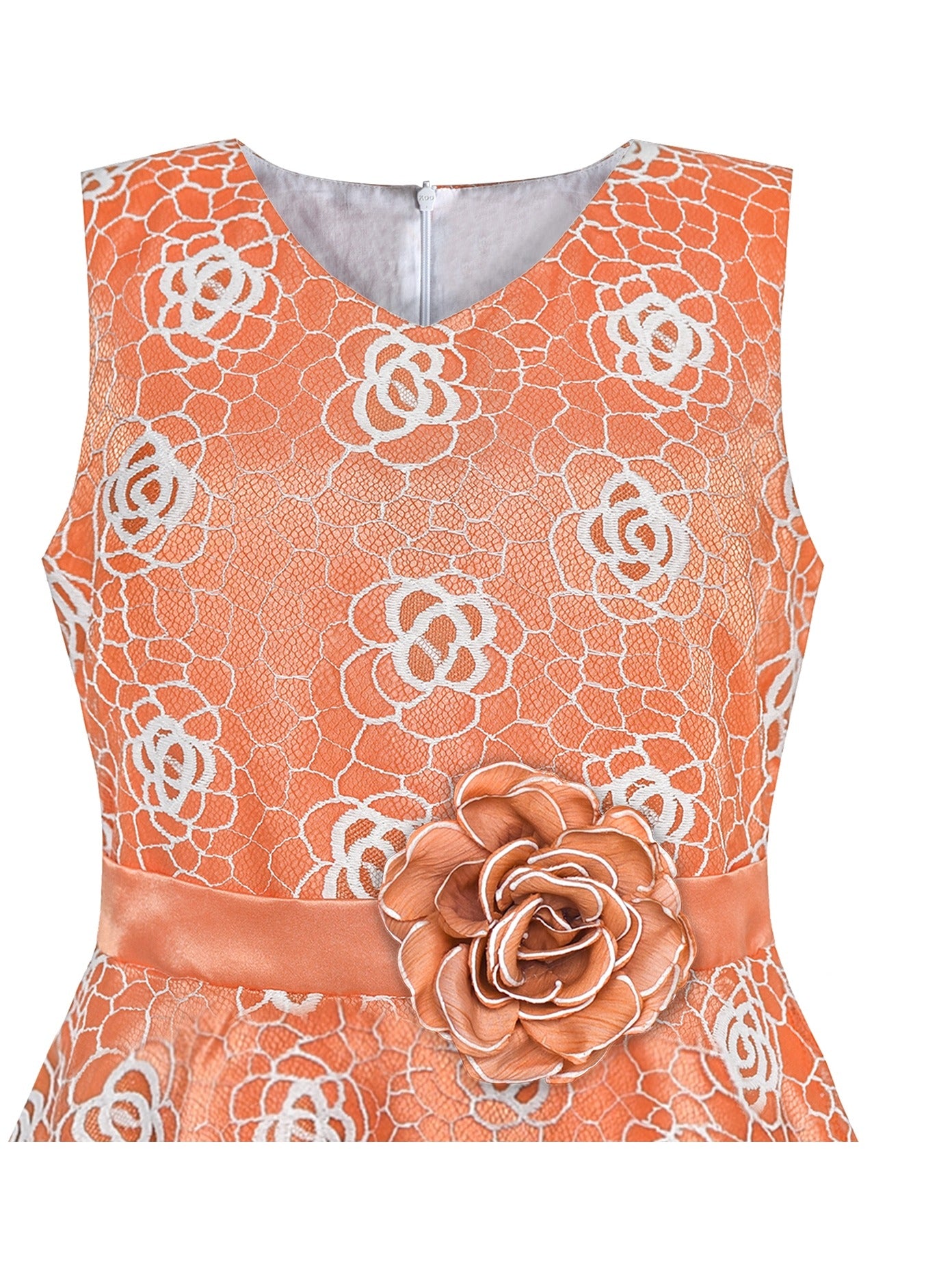 Girls Dress Blue Rose Wedding Pageant Kids Boutique Orange
