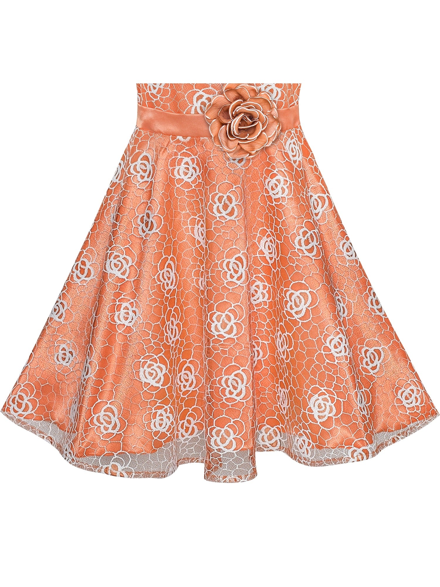 Girls Dress Blue Rose Wedding Pageant Kids Boutique Orange